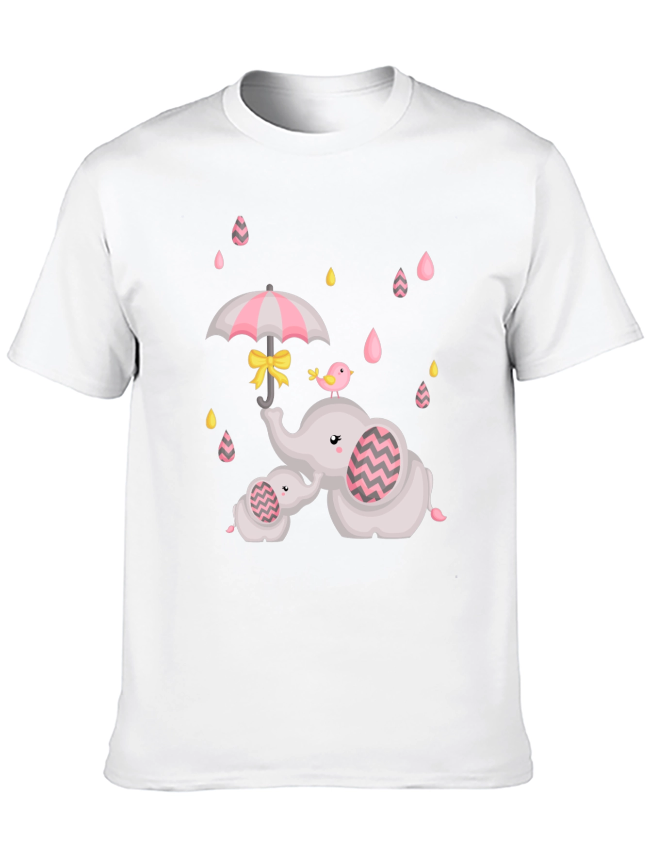 Cute Elephant Family Raindrops Graphic Tee