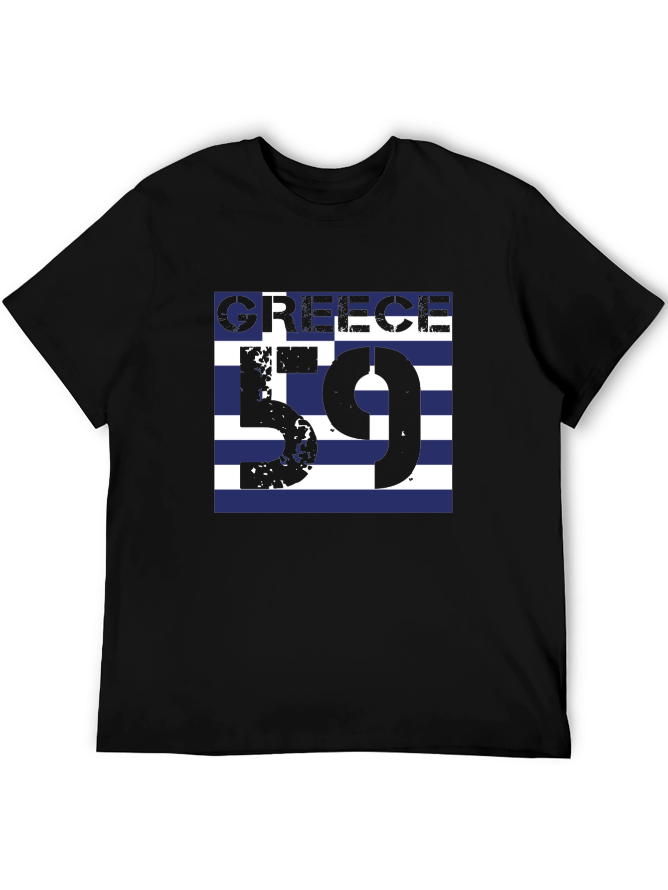 Greece 59 Graphic Tee - Black Cotton T-Shirt