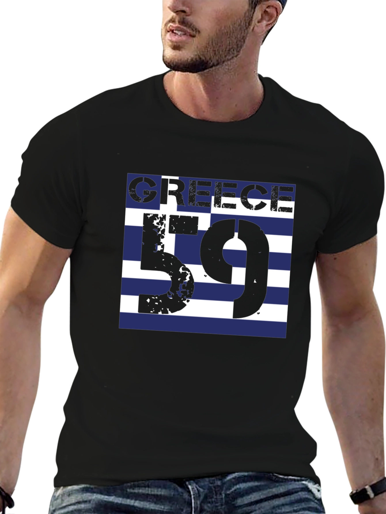 Greece 59 Graphic Tee - Black Cotton T-Shirt