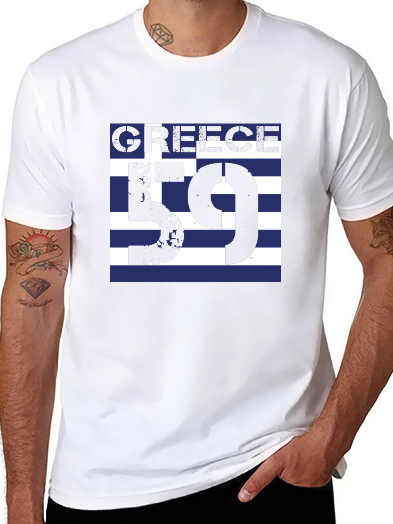 Greece 59 Graphic Tee - Black Cotton T-Shirt