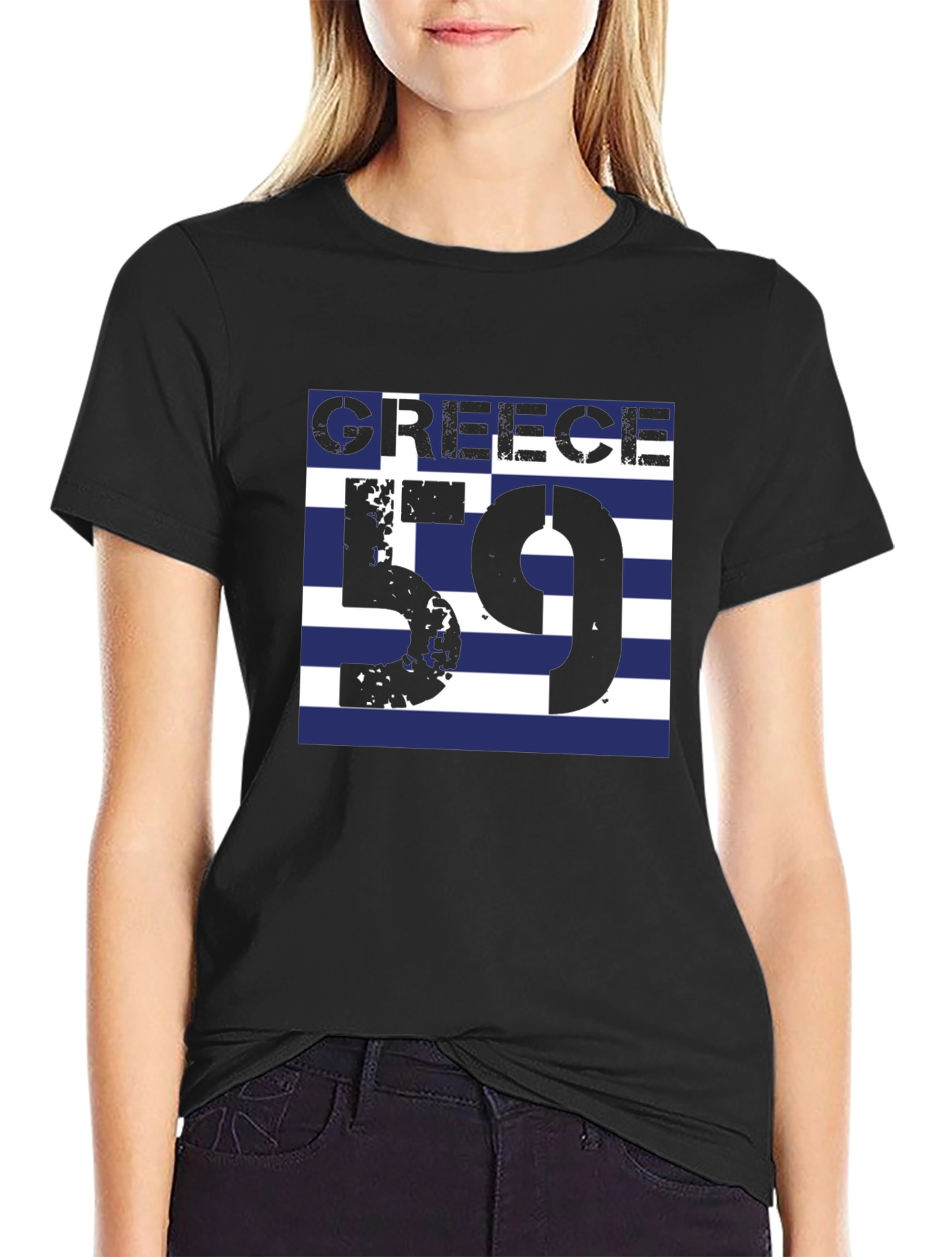 Greece 59 Graphic Tee - Black Cotton T-Shirt