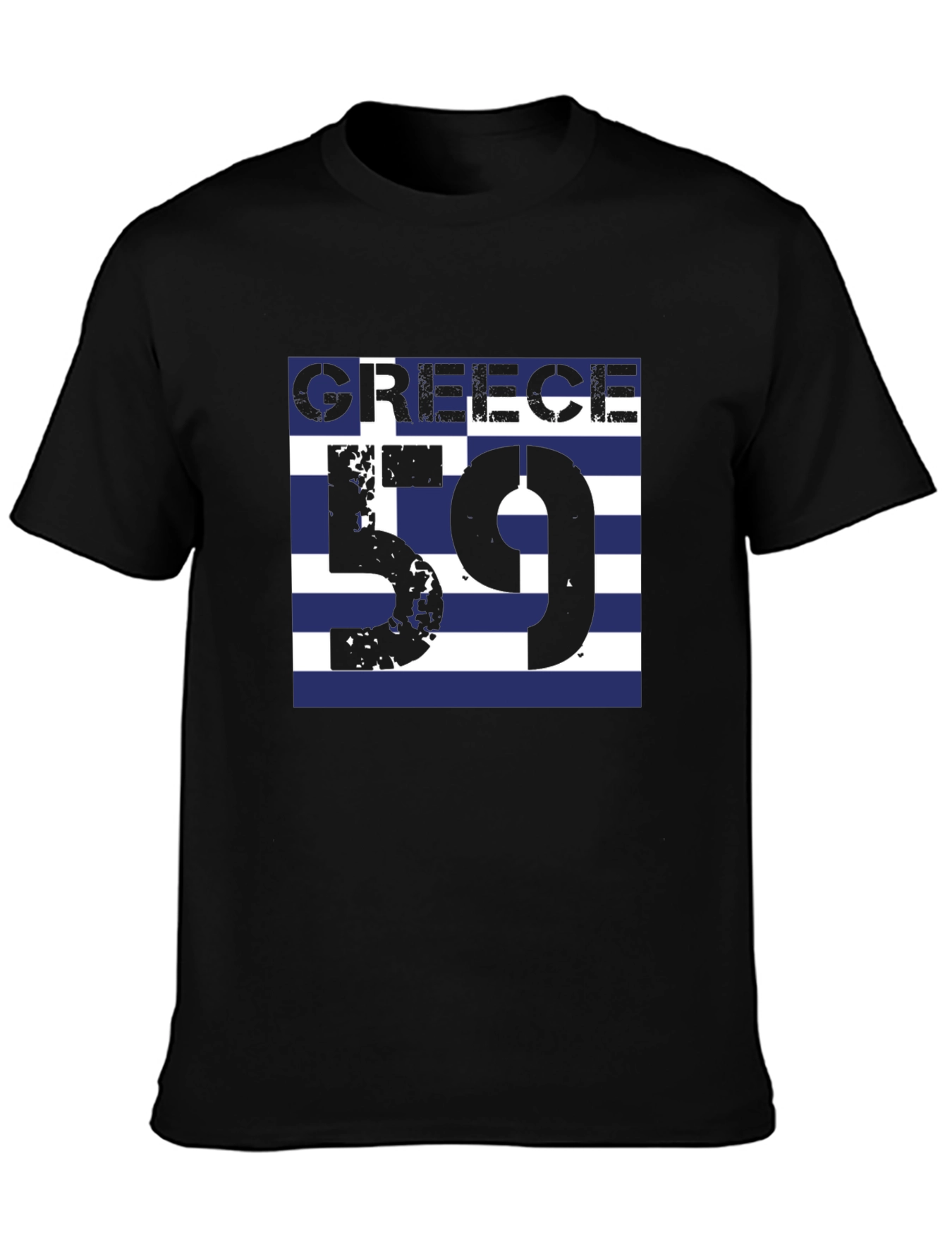 Greece 59 Graphic Tee - Black Cotton T-Shirt