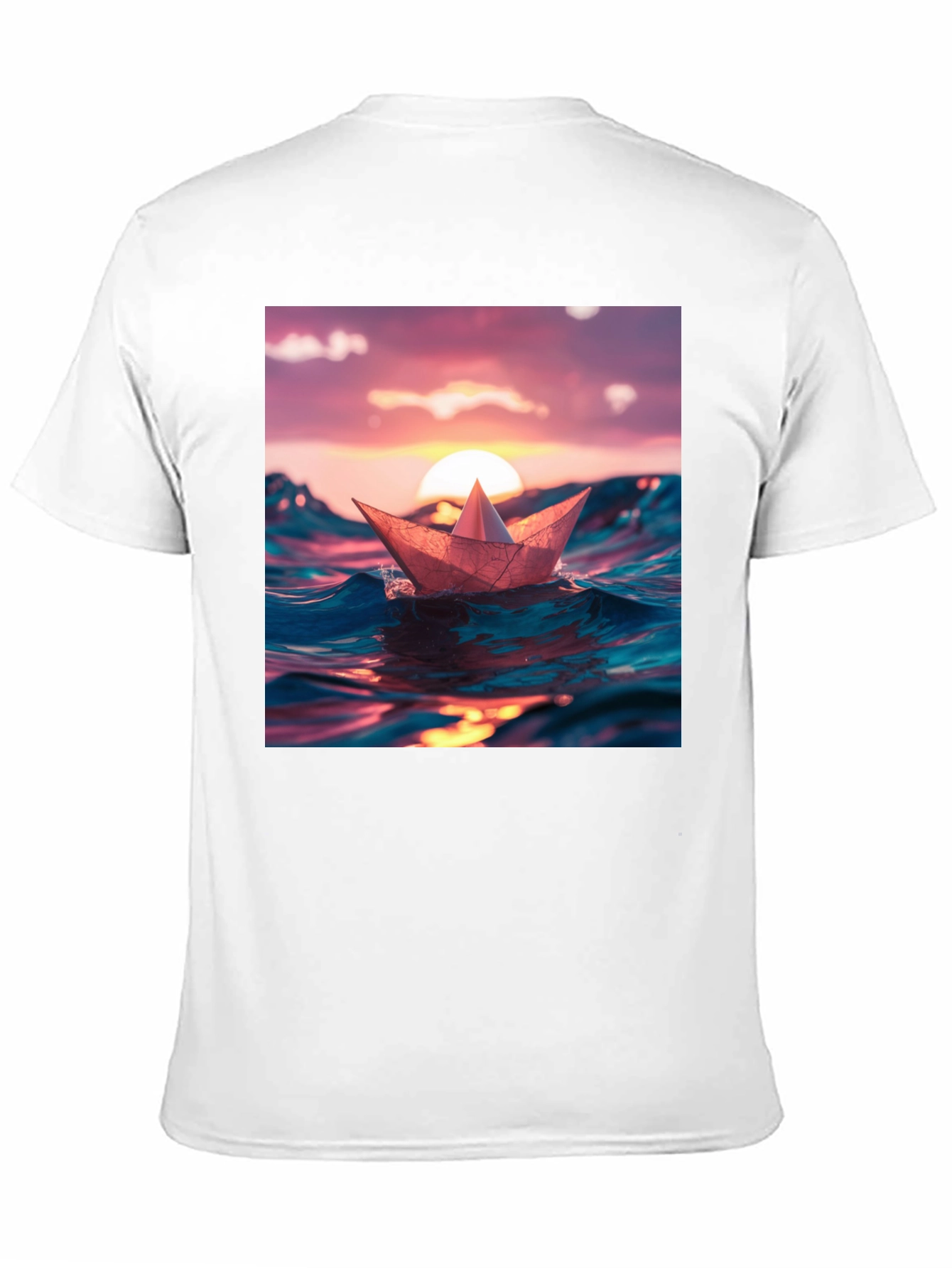 Paper Boat Sunset Graphic T-Shirt