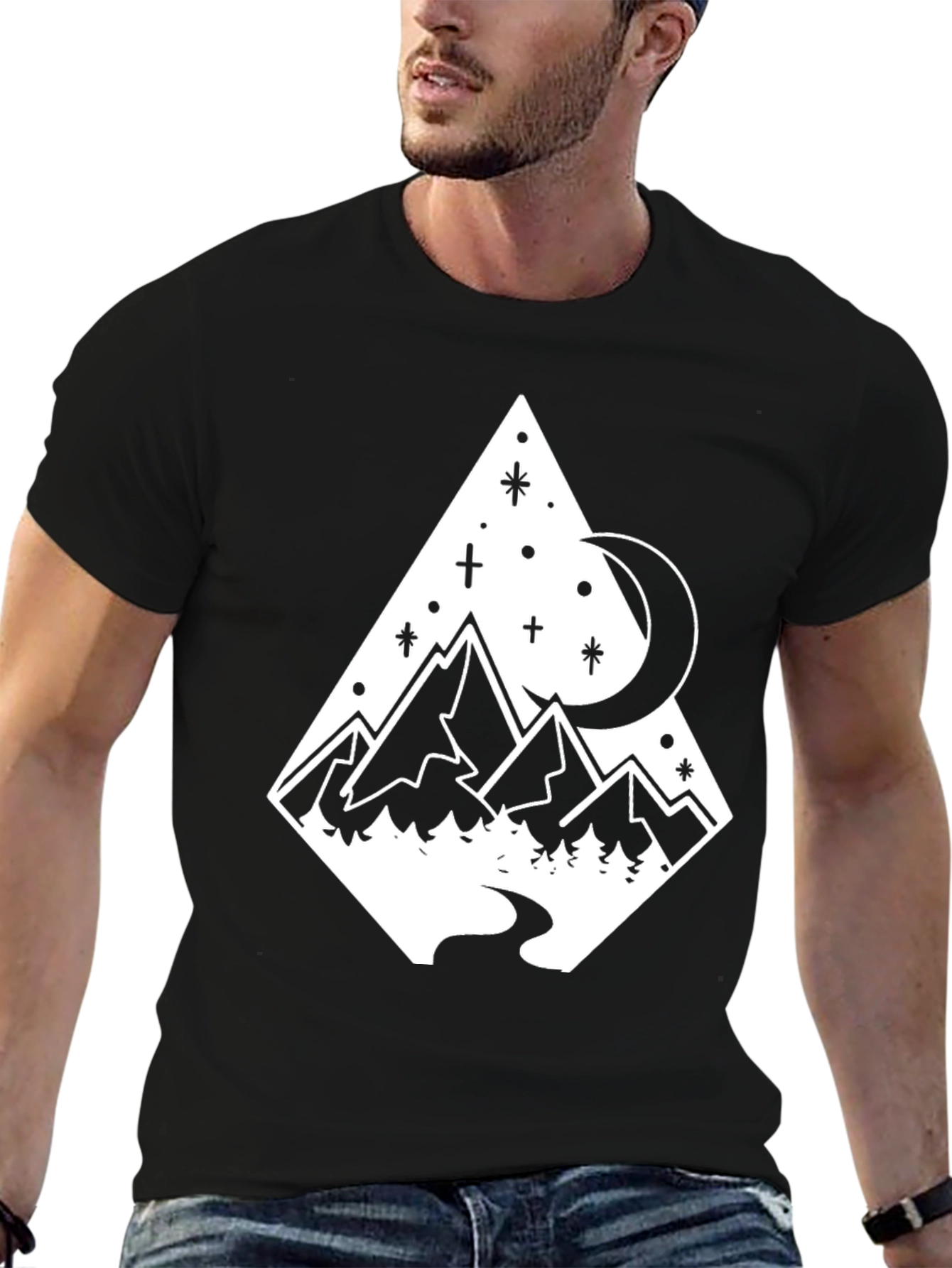 Mountain Moon Graphic Tee - Nature Lover T-Shirt