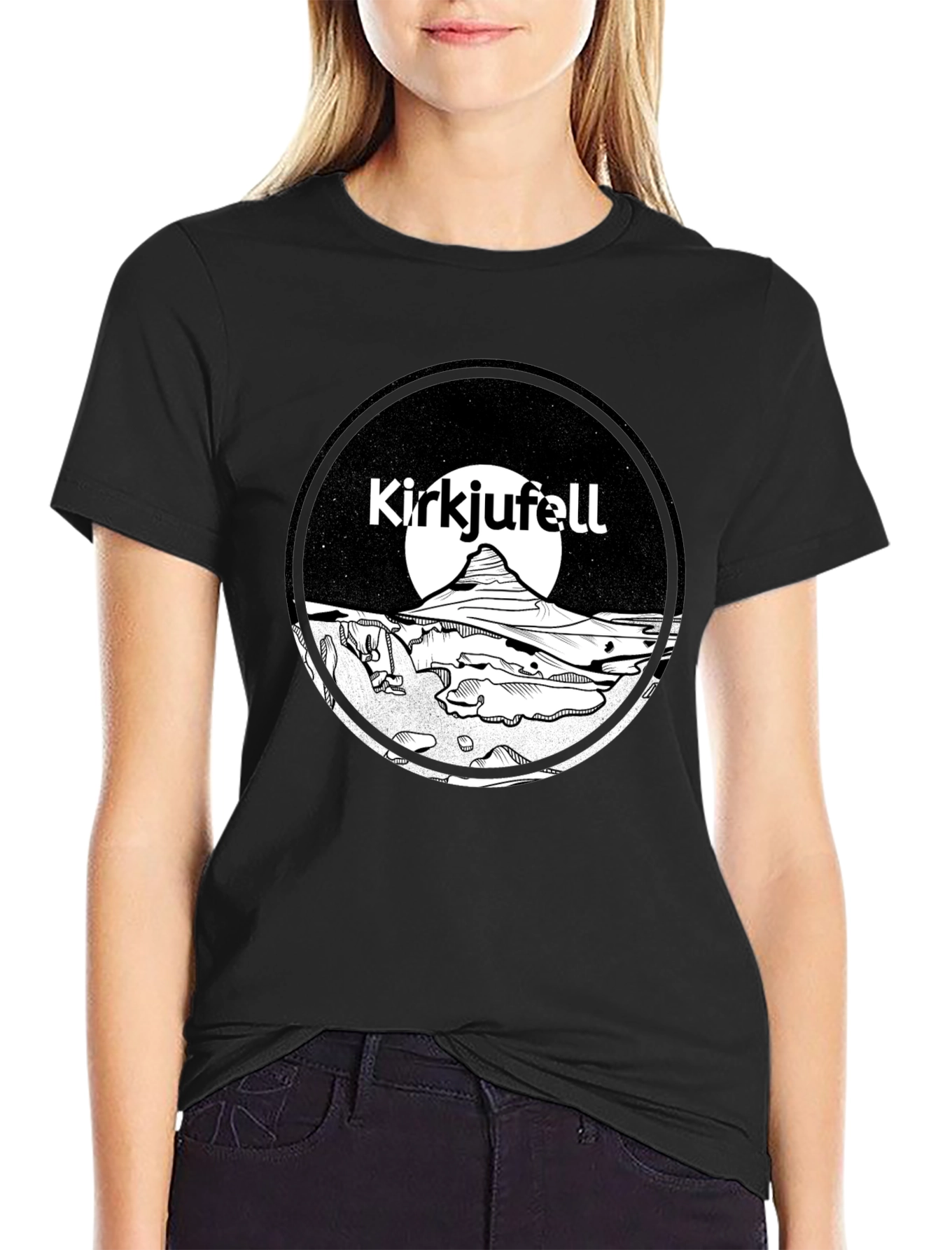 Kirkjufell Iceland T-Shirt Black Graphic Tee