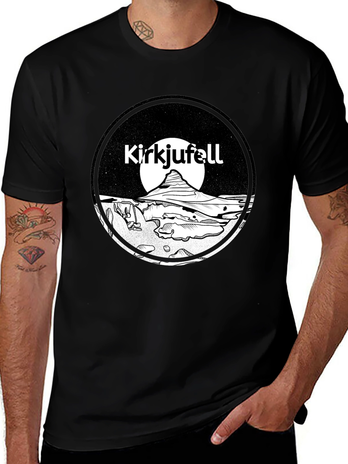 Kirkjufell Iceland T-Shirt Black Graphic Tee