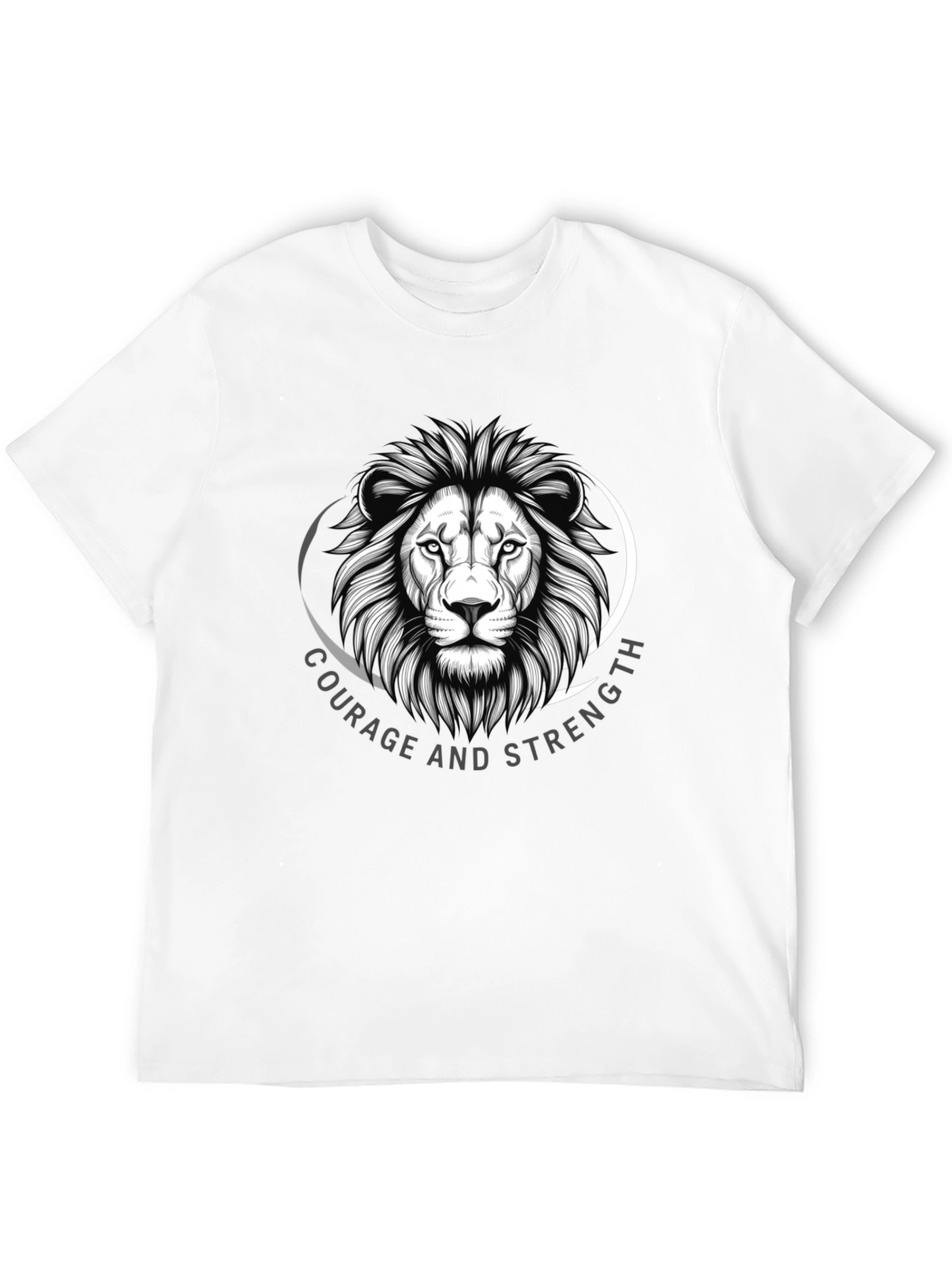 Courage & Strength Lion Graphic Black T-Shirt