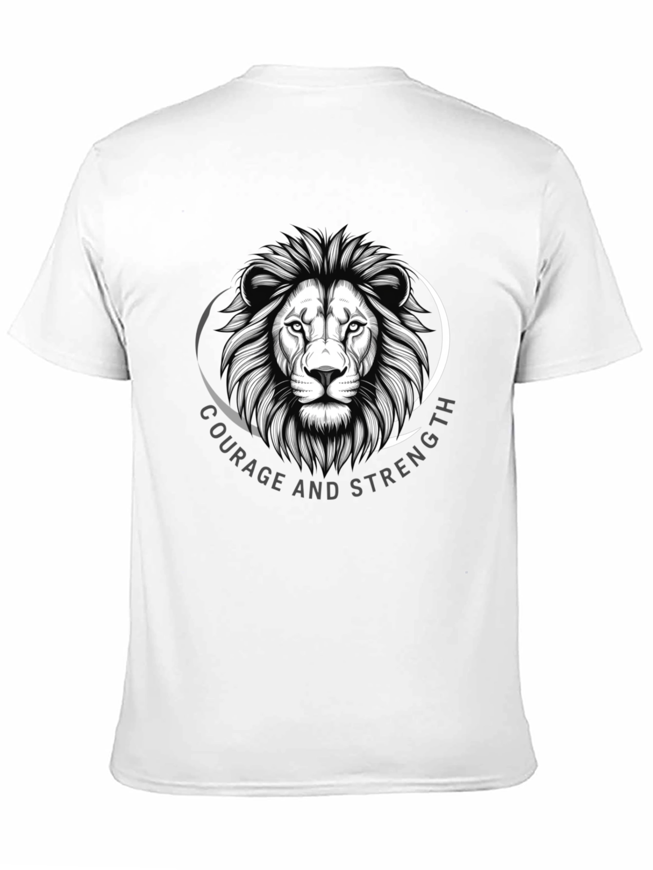 Courage & Strength Lion Graphic Black T-Shirt