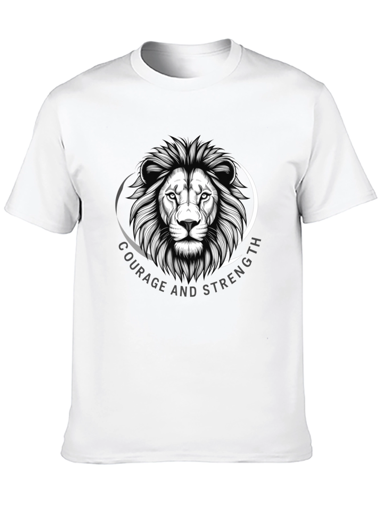 Courage & Strength Lion Graphic Black T-Shirt