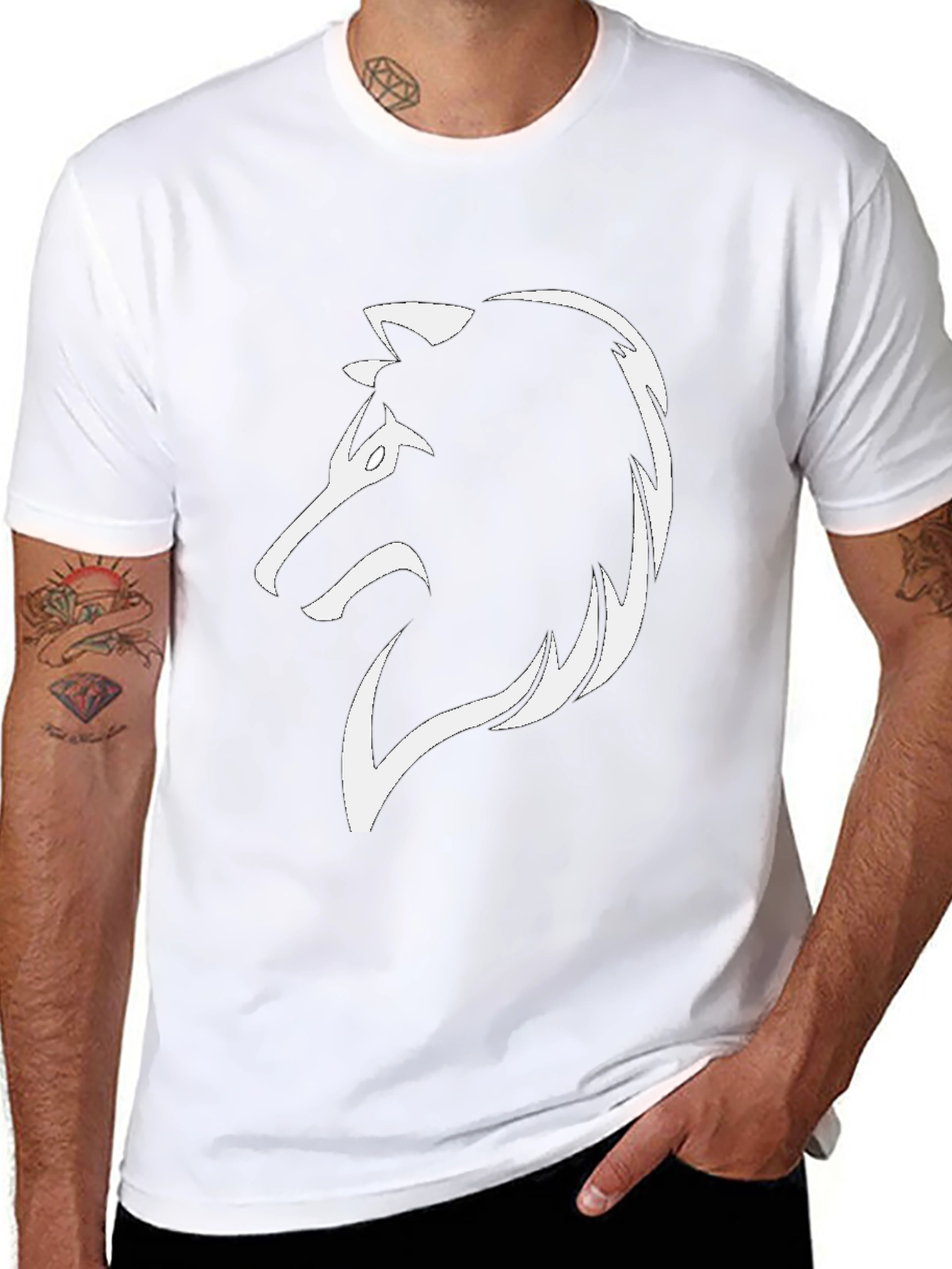 Mens Black Wolf Graphic Tee