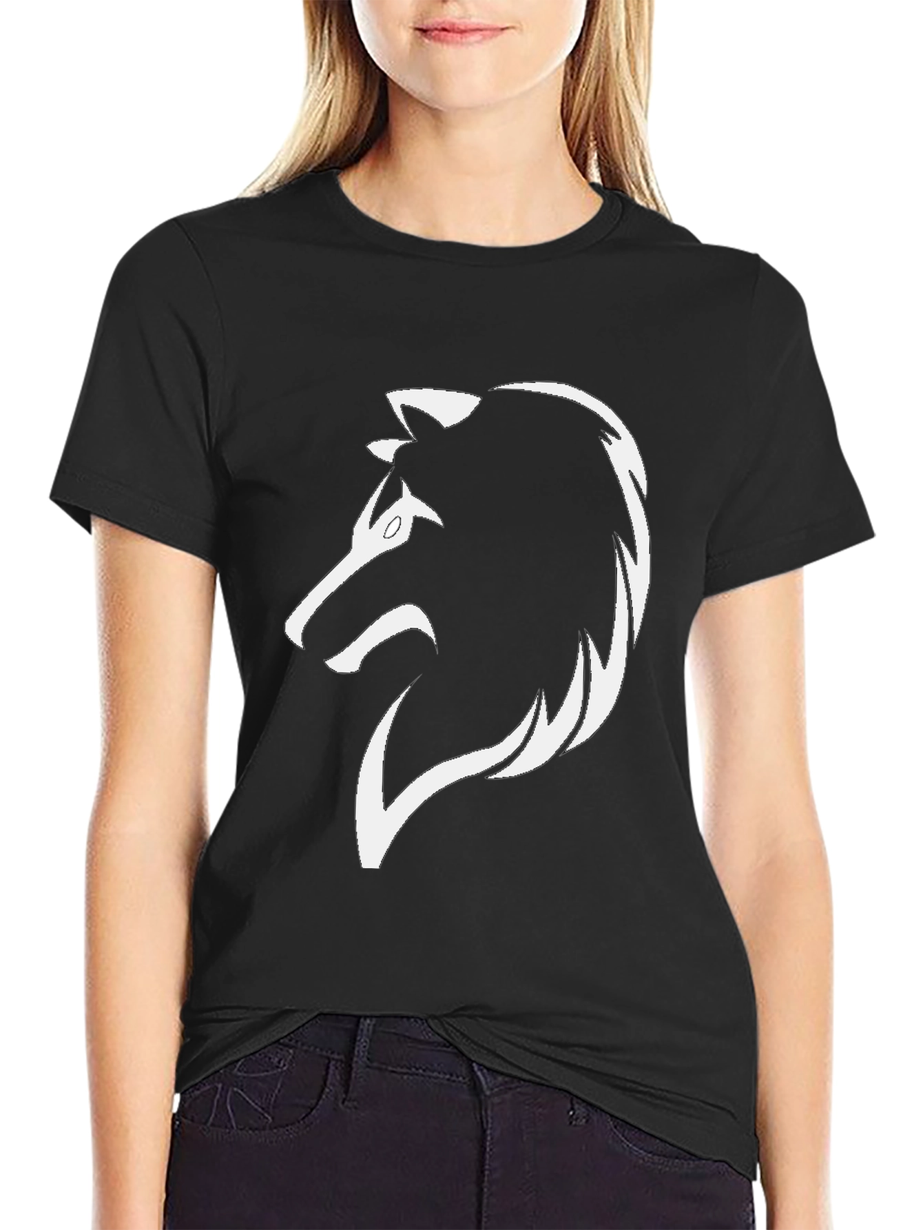 Mens Black Wolf Graphic Tee
