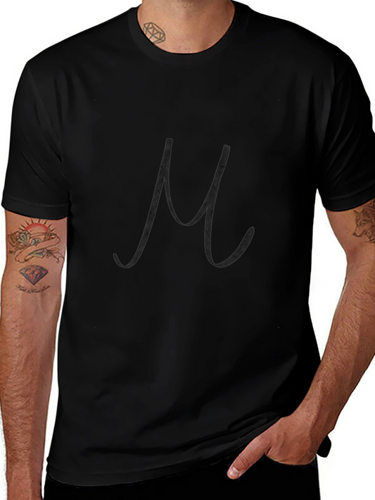 Black T-Shirt with Stylish Letter M Design