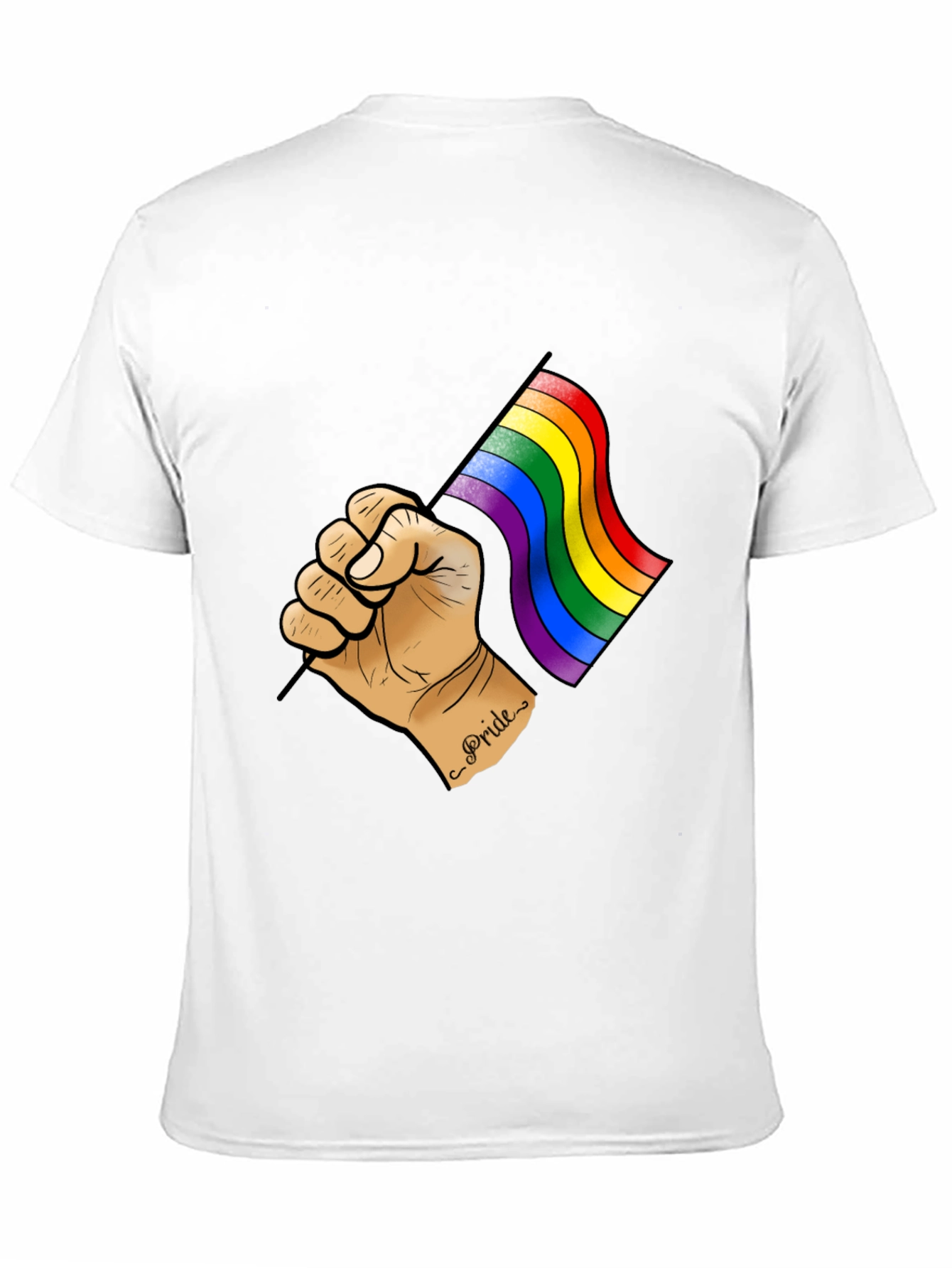 Pride Flag Graphic Tee - Black Cotton T-Shirt