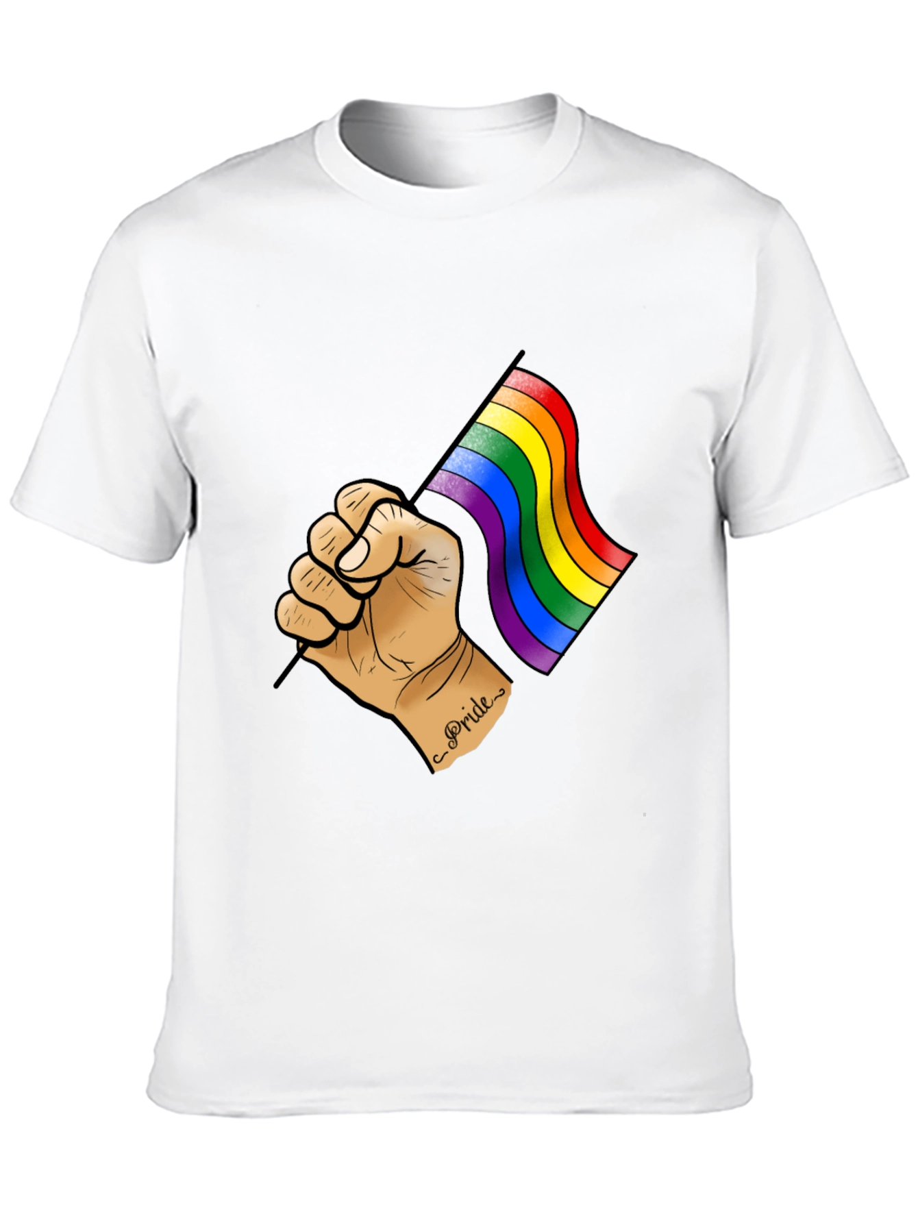 Pride Flag Graphic Tee - Black Cotton T-Shirt