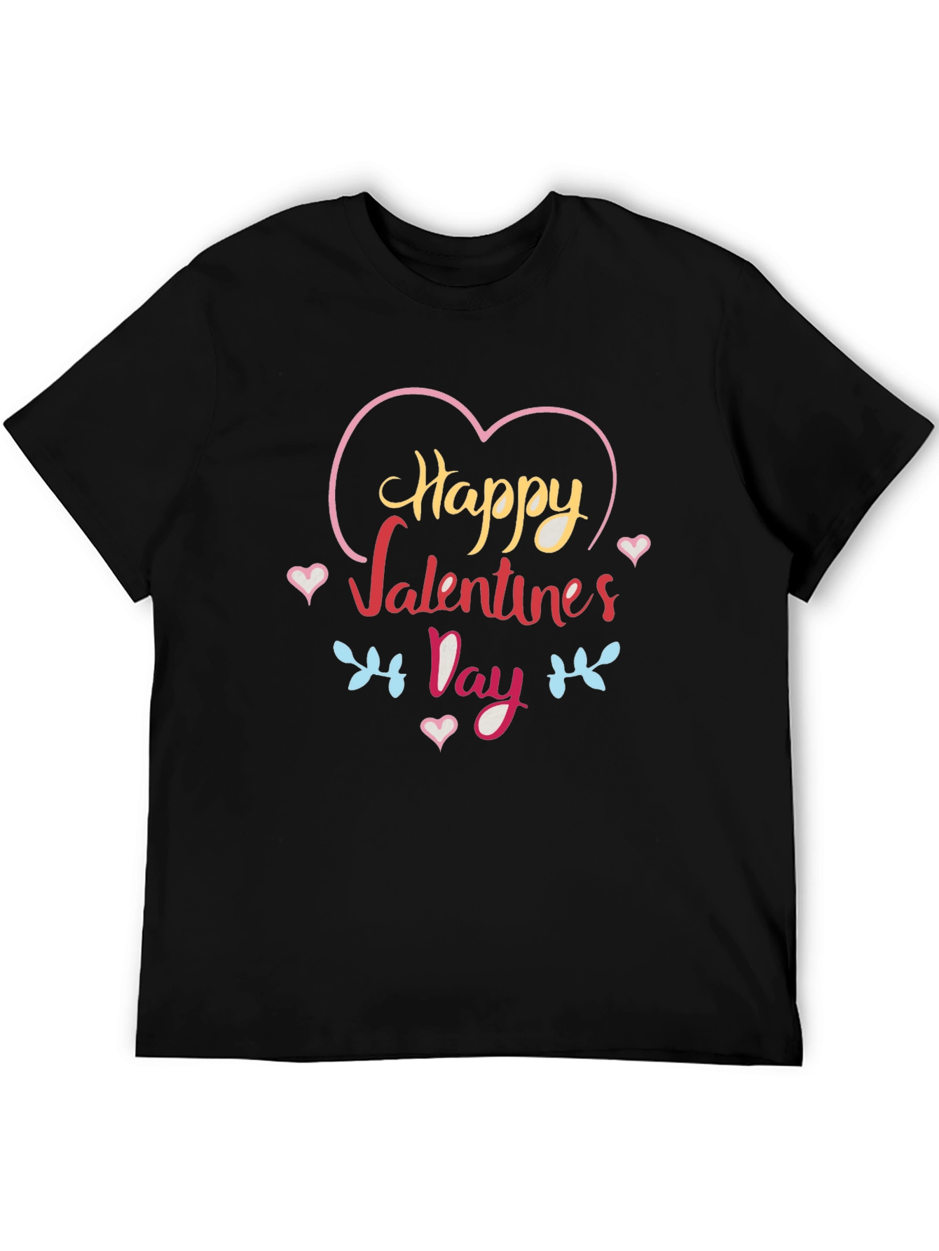 Happy Valentines Day Graphic Tee - Black