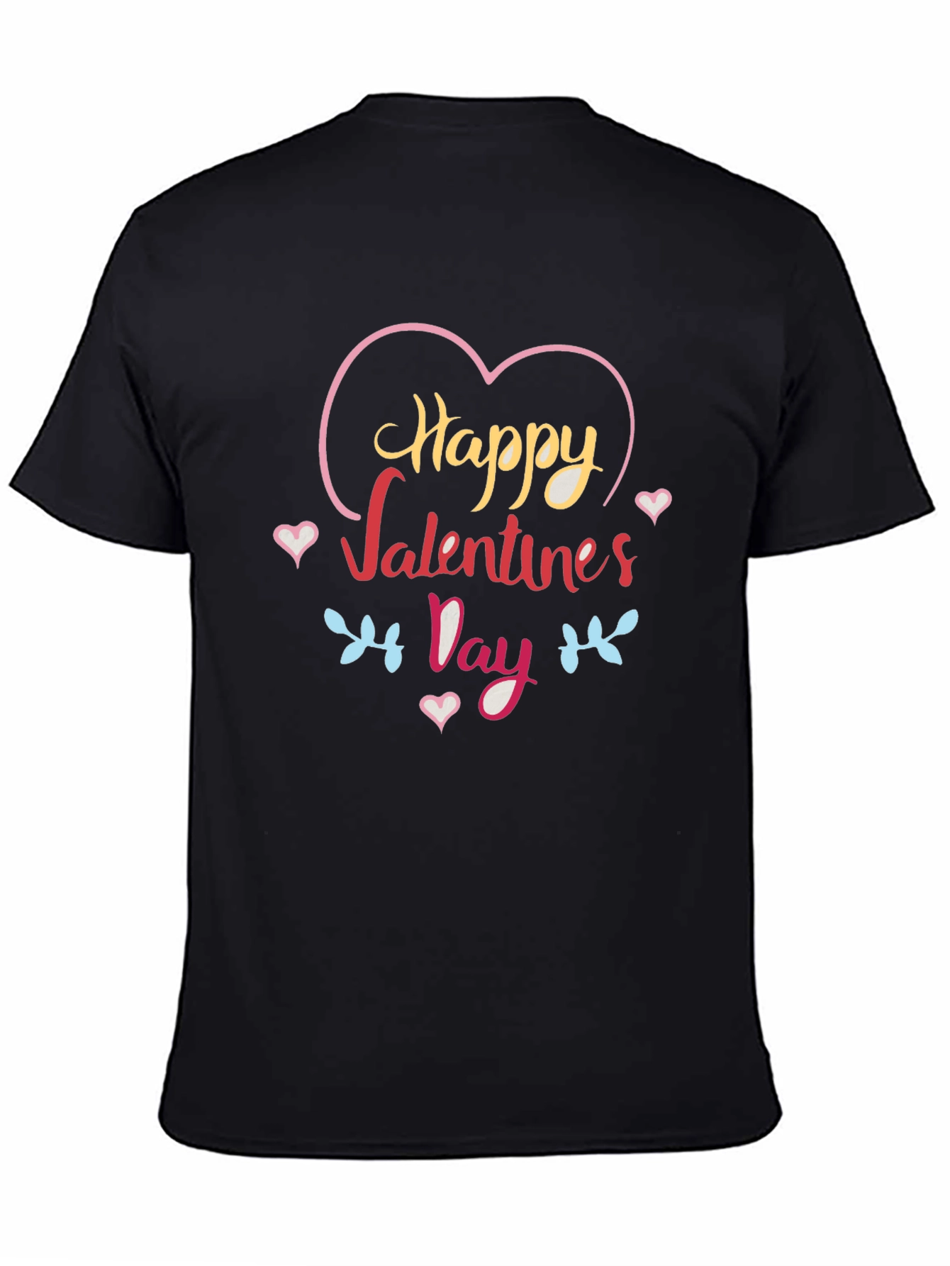 Happy Valentines Day Graphic Tee - Black