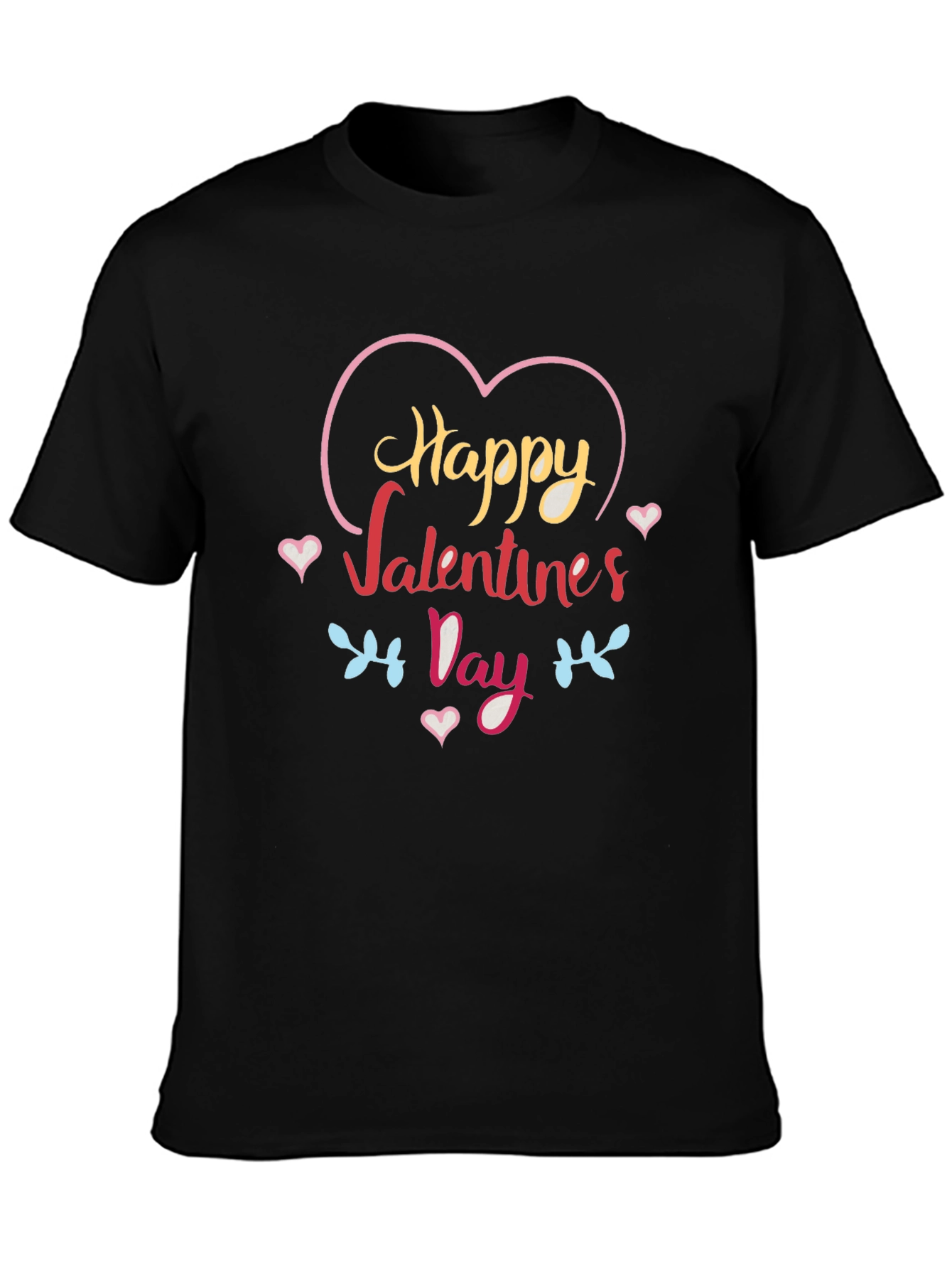 Happy Valentines Day Graphic Tee - Black