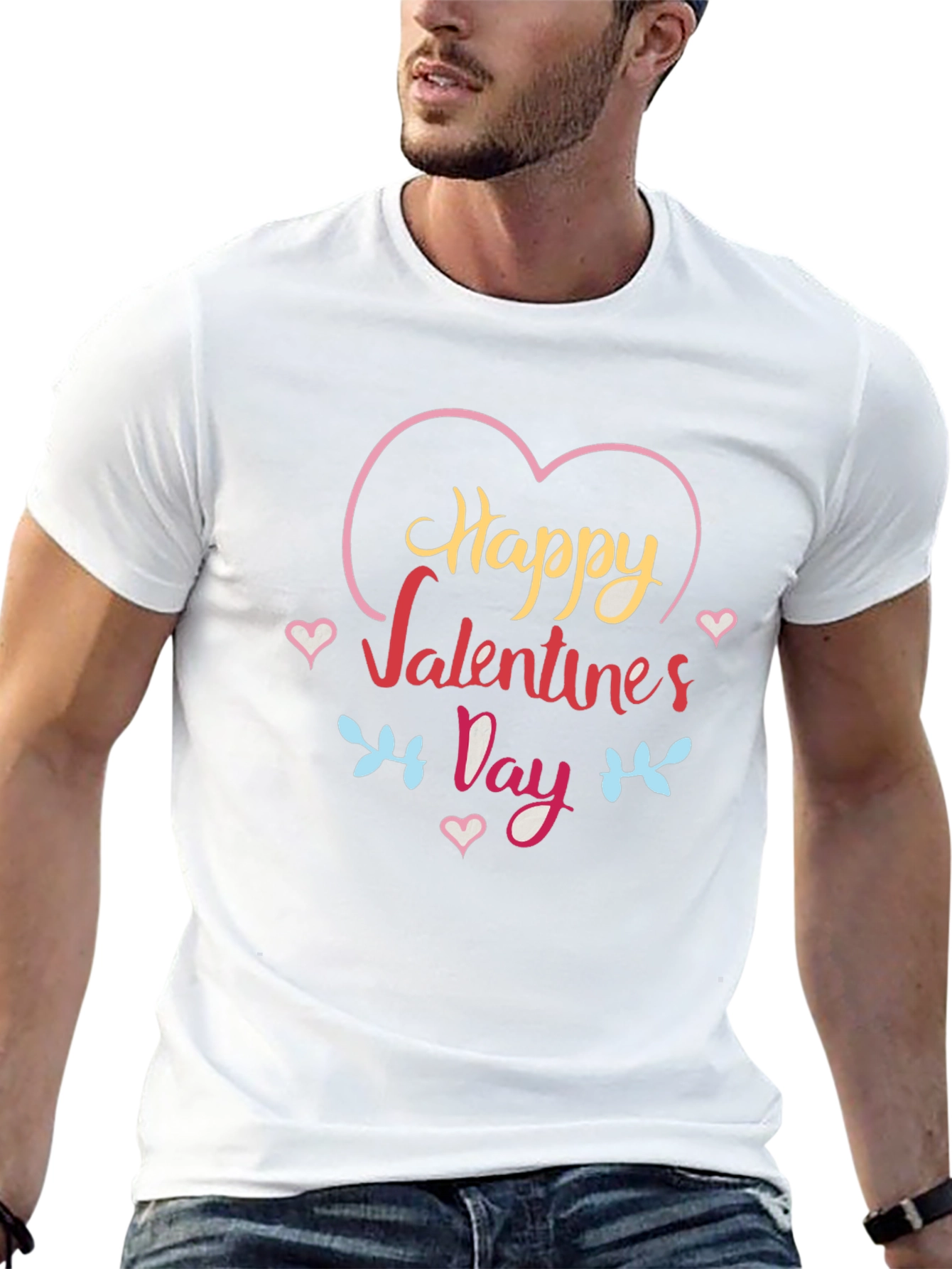 Happy Valentines Day Graphic Tee - Black