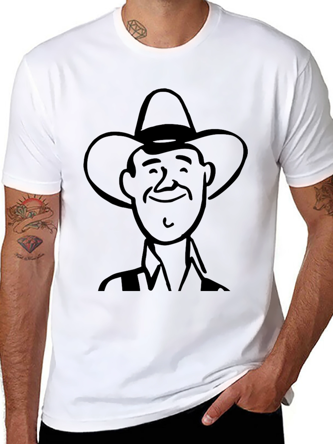 Retro Cowboy Cartoon T-Shirt - Black