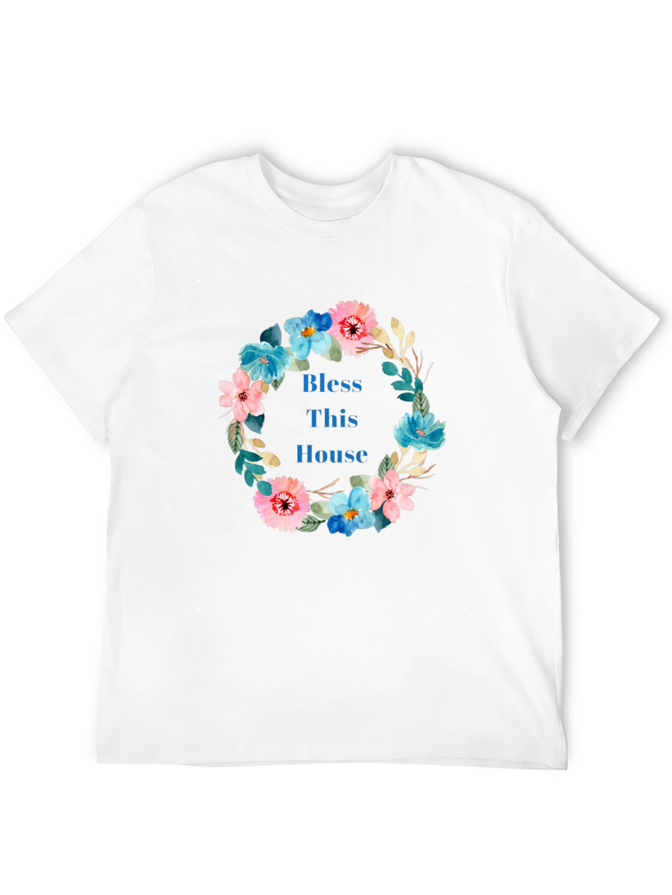Bless This House Floral Wreath Black T-Shirt
