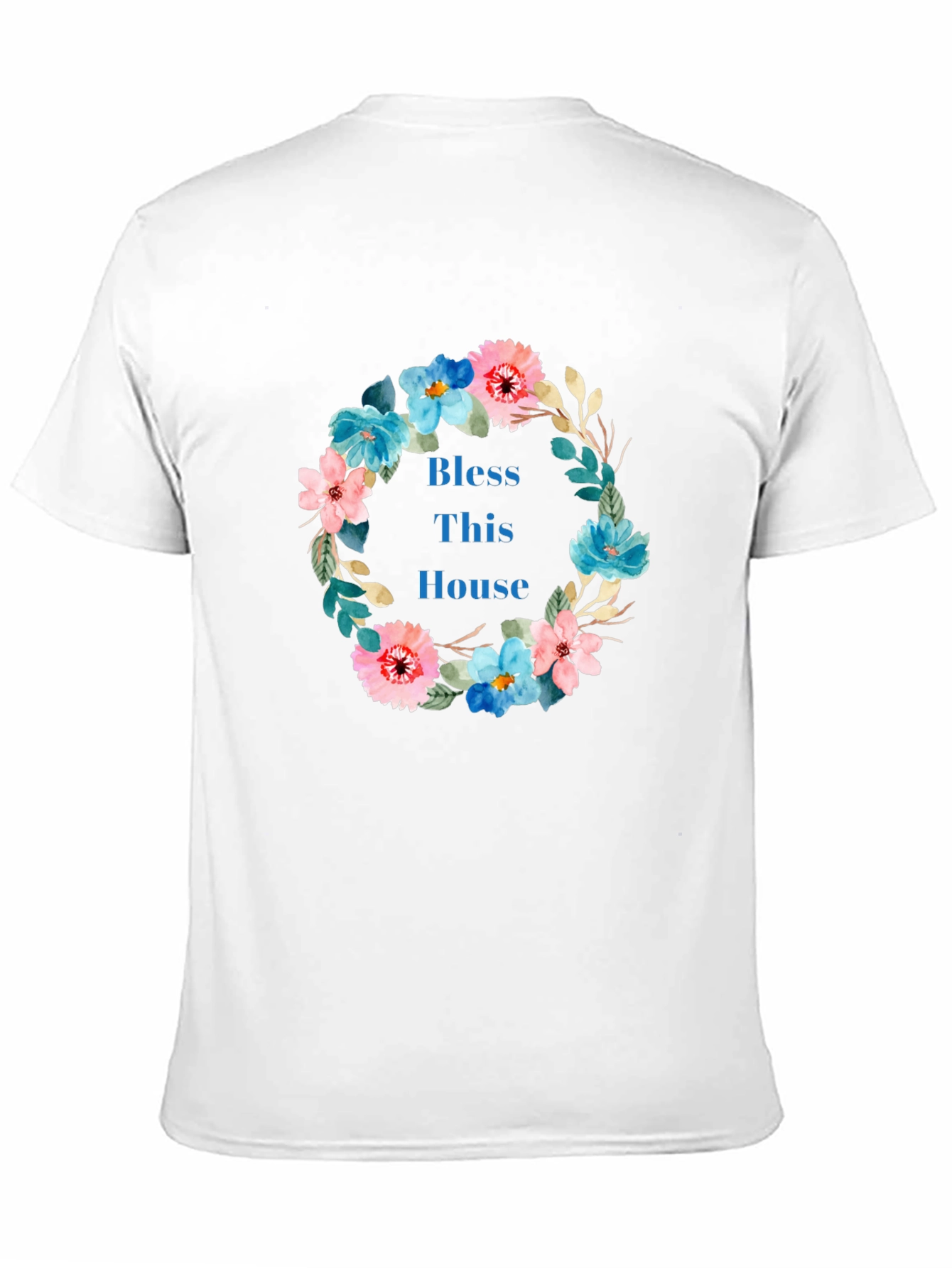 Bless This House Floral Wreath Black T-Shirt