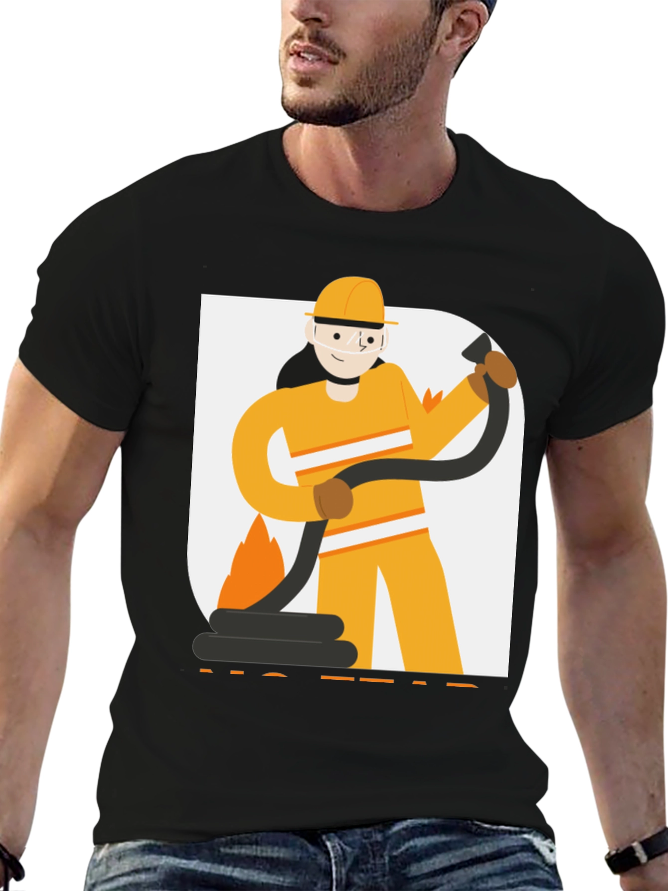 Firefighter Graphic Tee - Black Cotton Blend