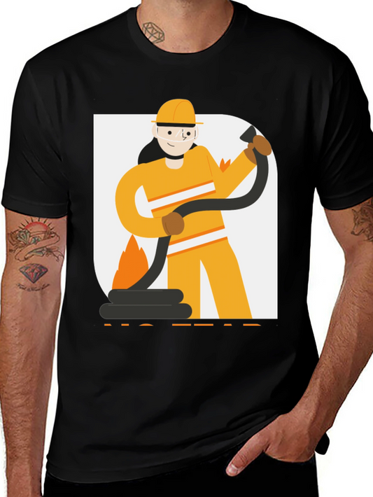 Firefighter Graphic Tee - Black Cotton Blend