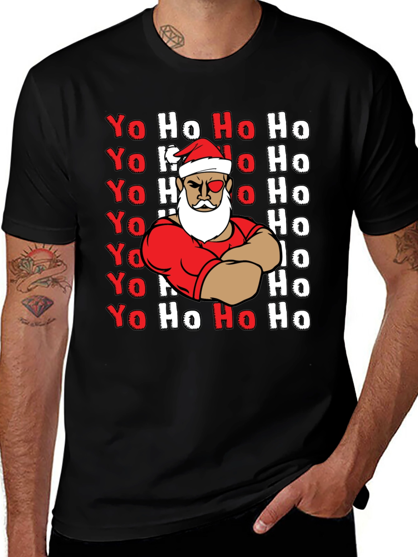 Yo Ho Ho Graphic Tee - Santa Claus Christmas
