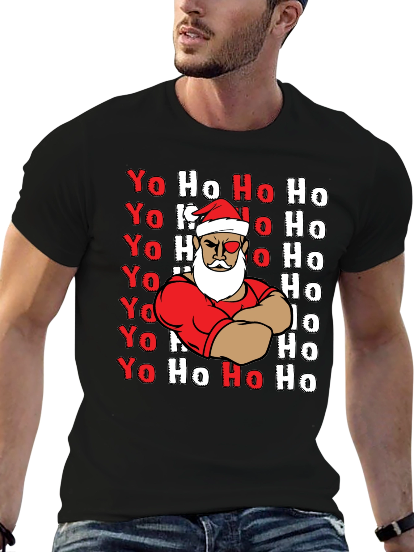Yo Ho Ho Graphic Tee - Santa Claus Christmas