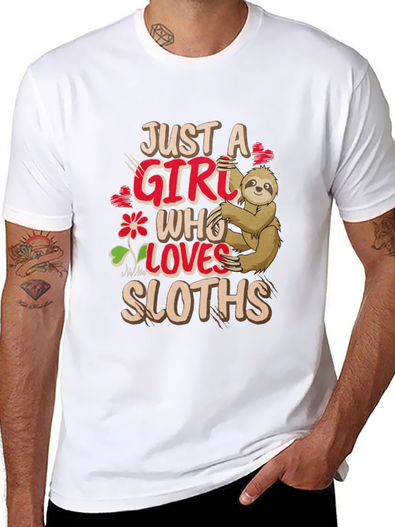 Just A Girl Who Loves Sloths Black T-Shirt