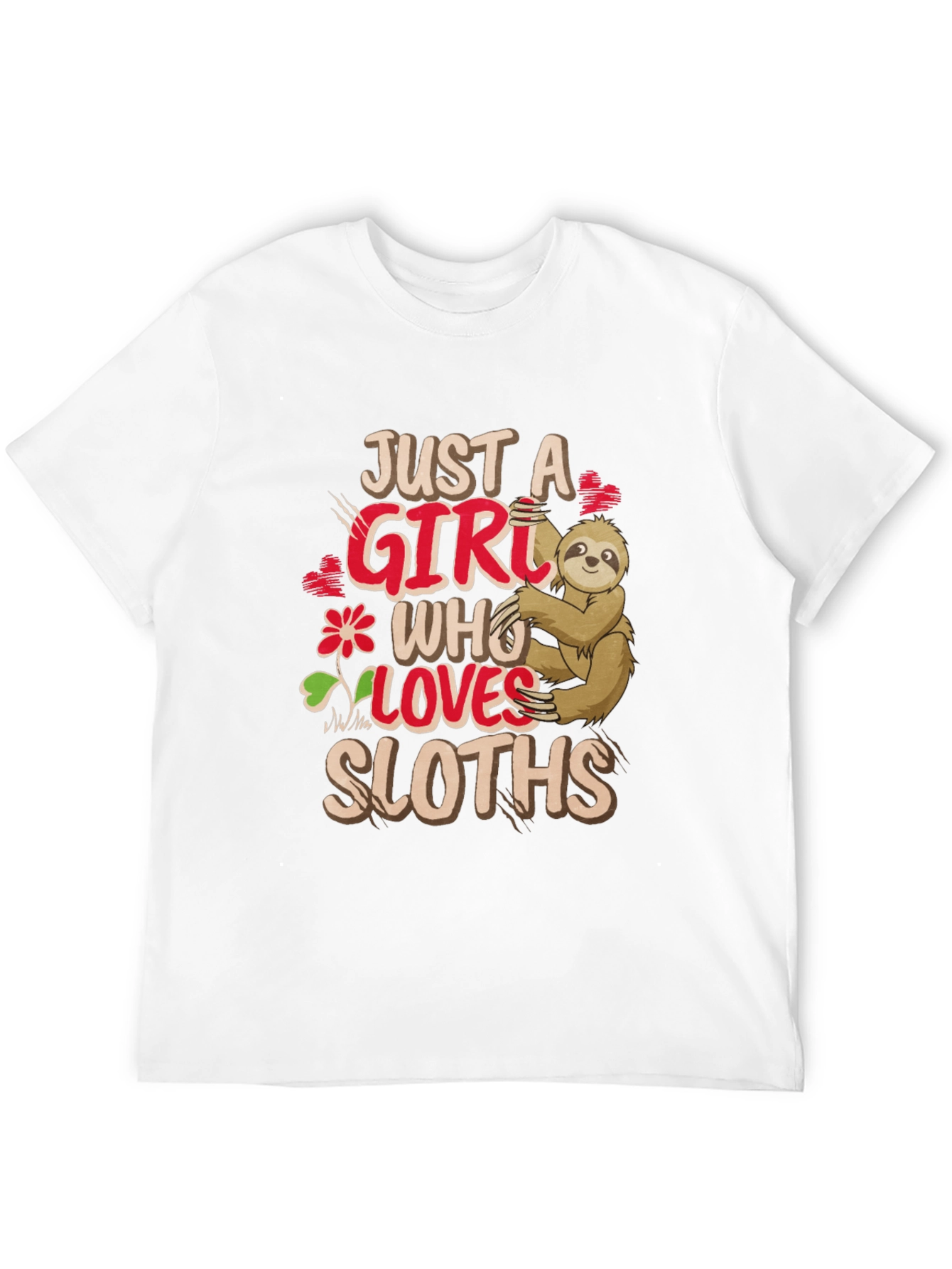 Just A Girl Who Loves Sloths Black T-Shirt