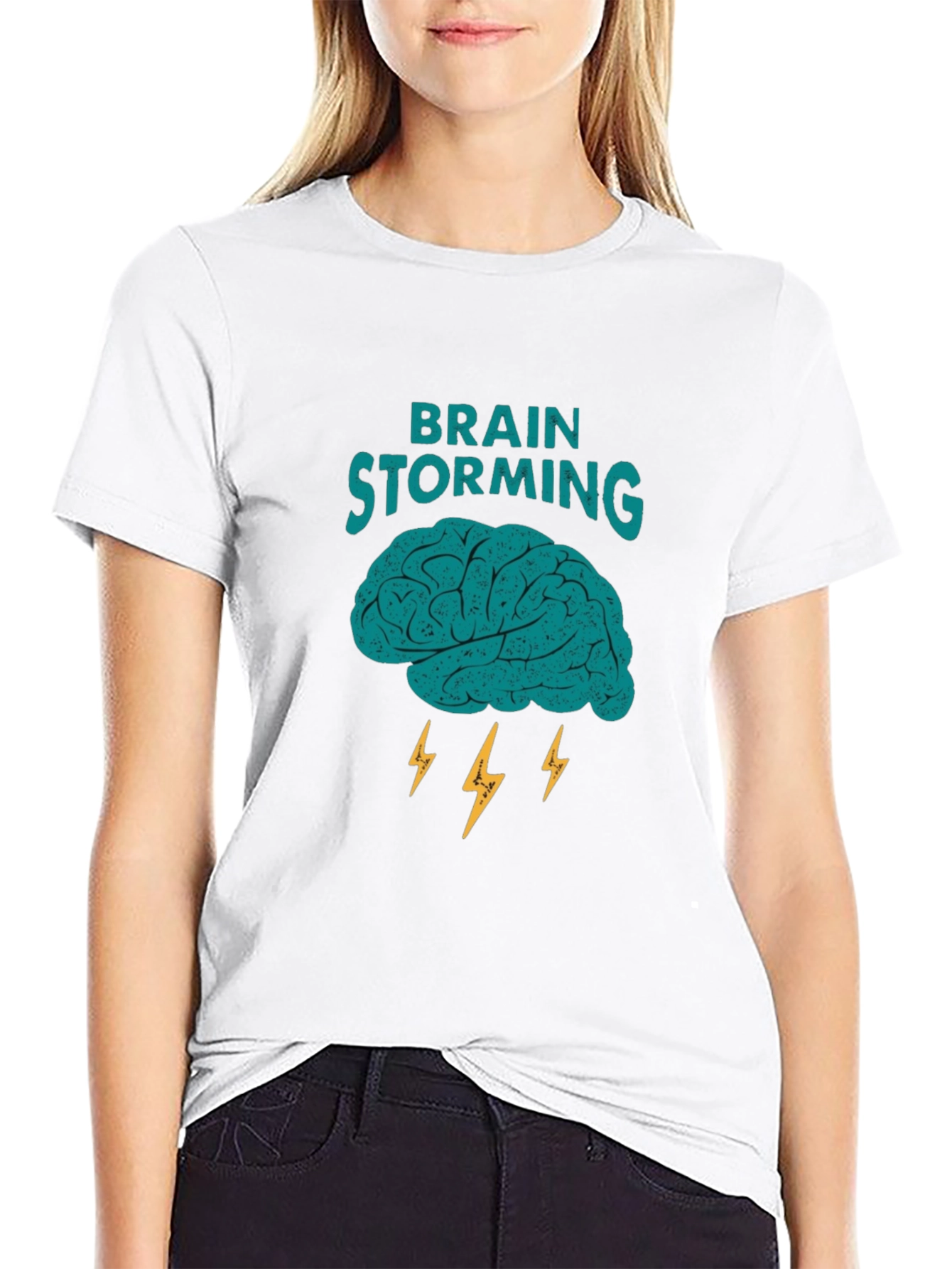 Brainstorming Graphic Tee - Black Cotton Blend
