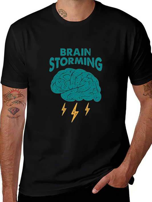 Brainstorming Graphic Tee - Black Cotton Blend