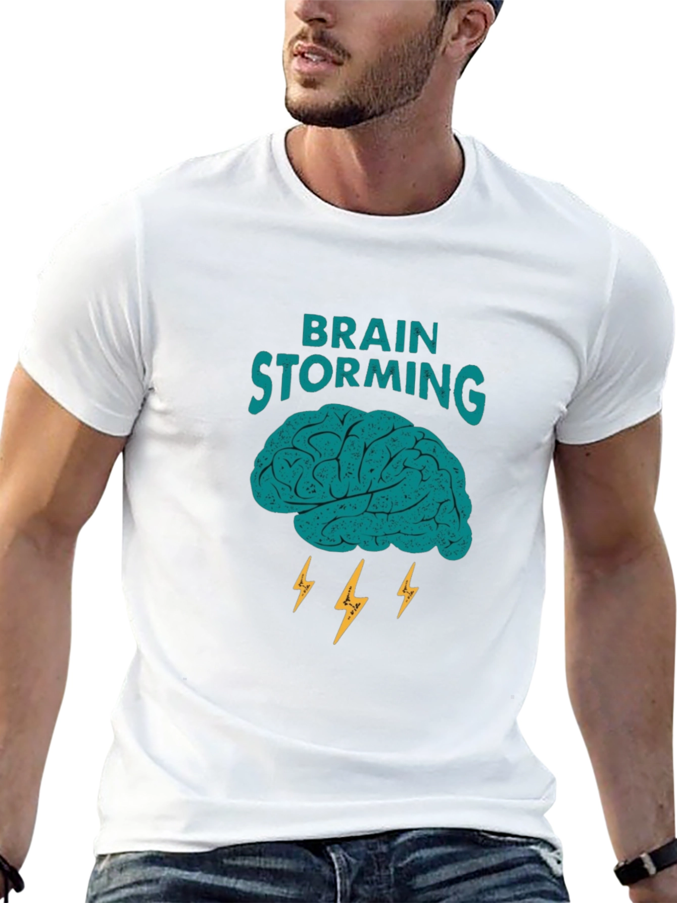 Brainstorming Graphic Tee - Black Cotton Blend