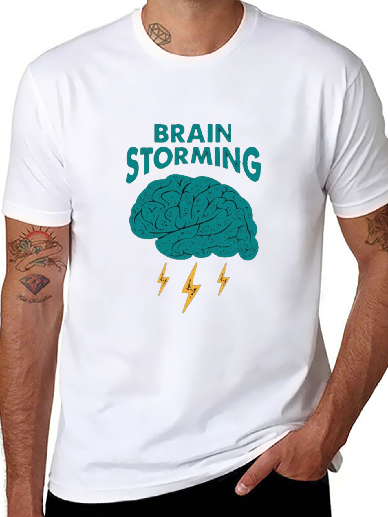 Brainstorming Graphic Tee - Black Cotton Blend