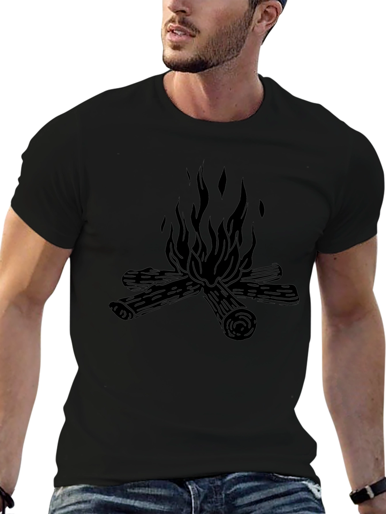 Campfire Graphic Tee - Black Cotton Comfort