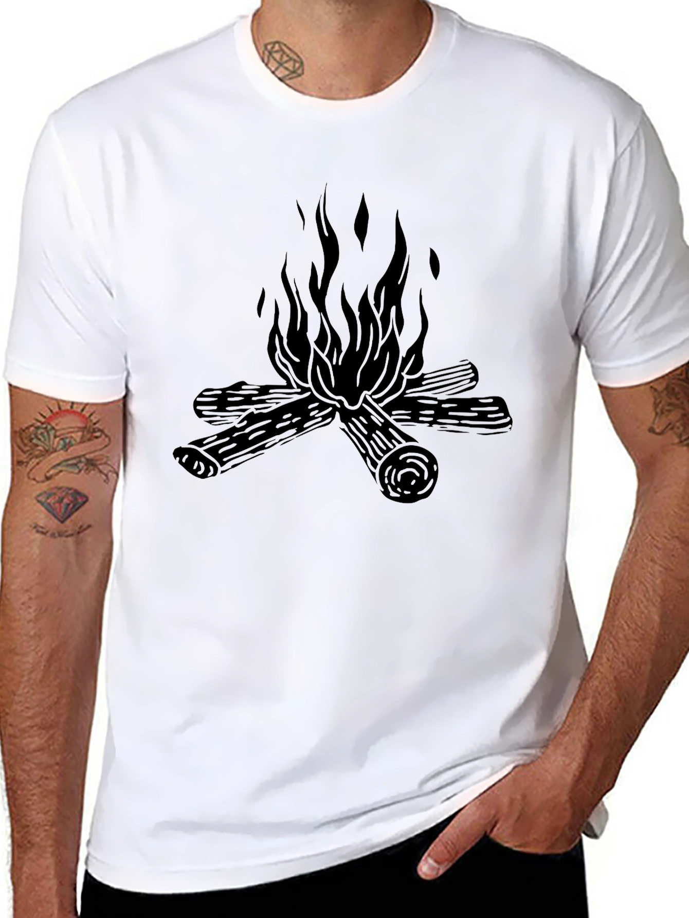Campfire Graphic Tee - Black Cotton Comfort