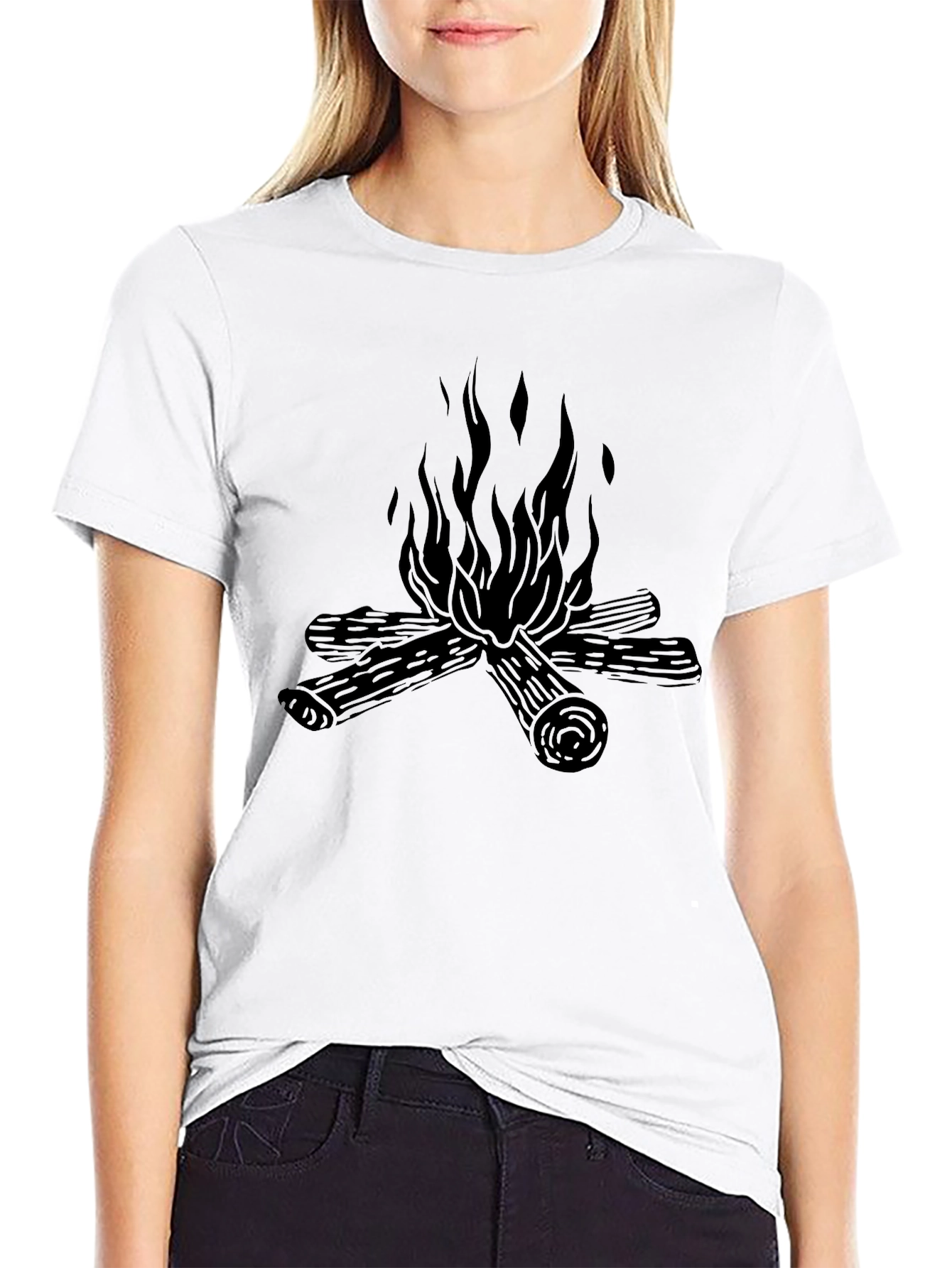 Campfire Graphic Tee - Black Cotton Comfort
