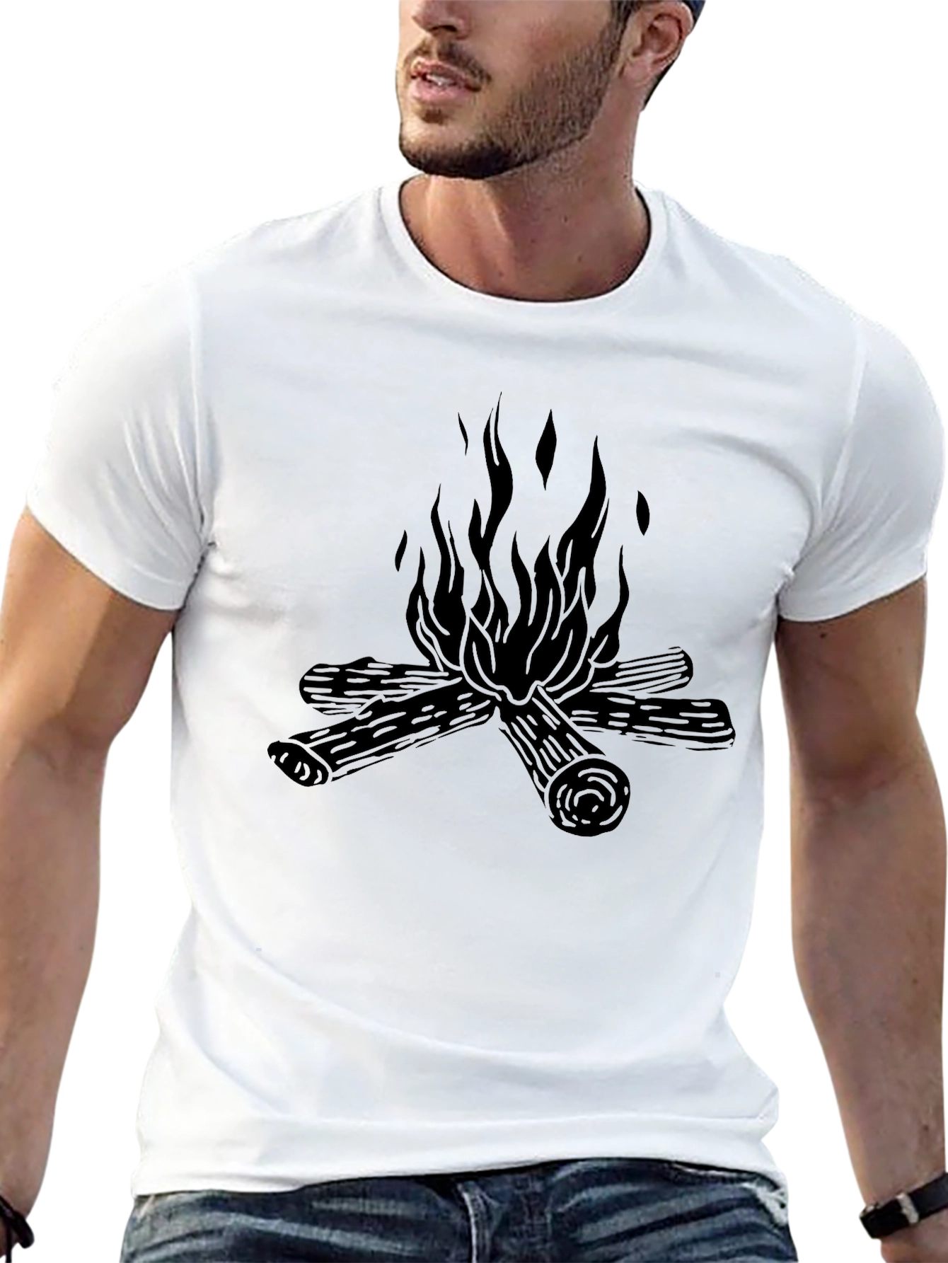 Campfire Graphic Tee - Black Cotton Comfort
