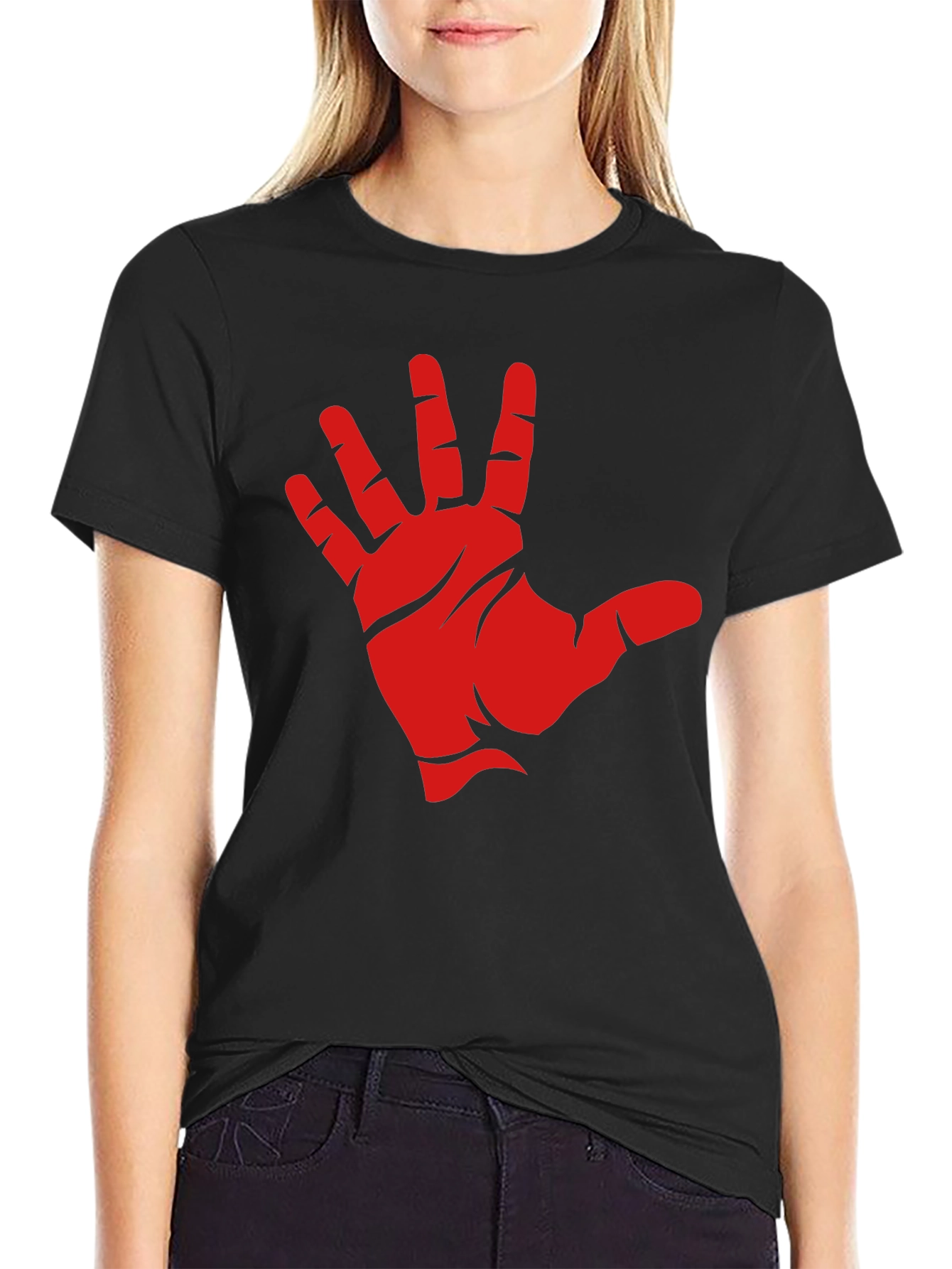 Red Hand Graphic Black T-Shirt