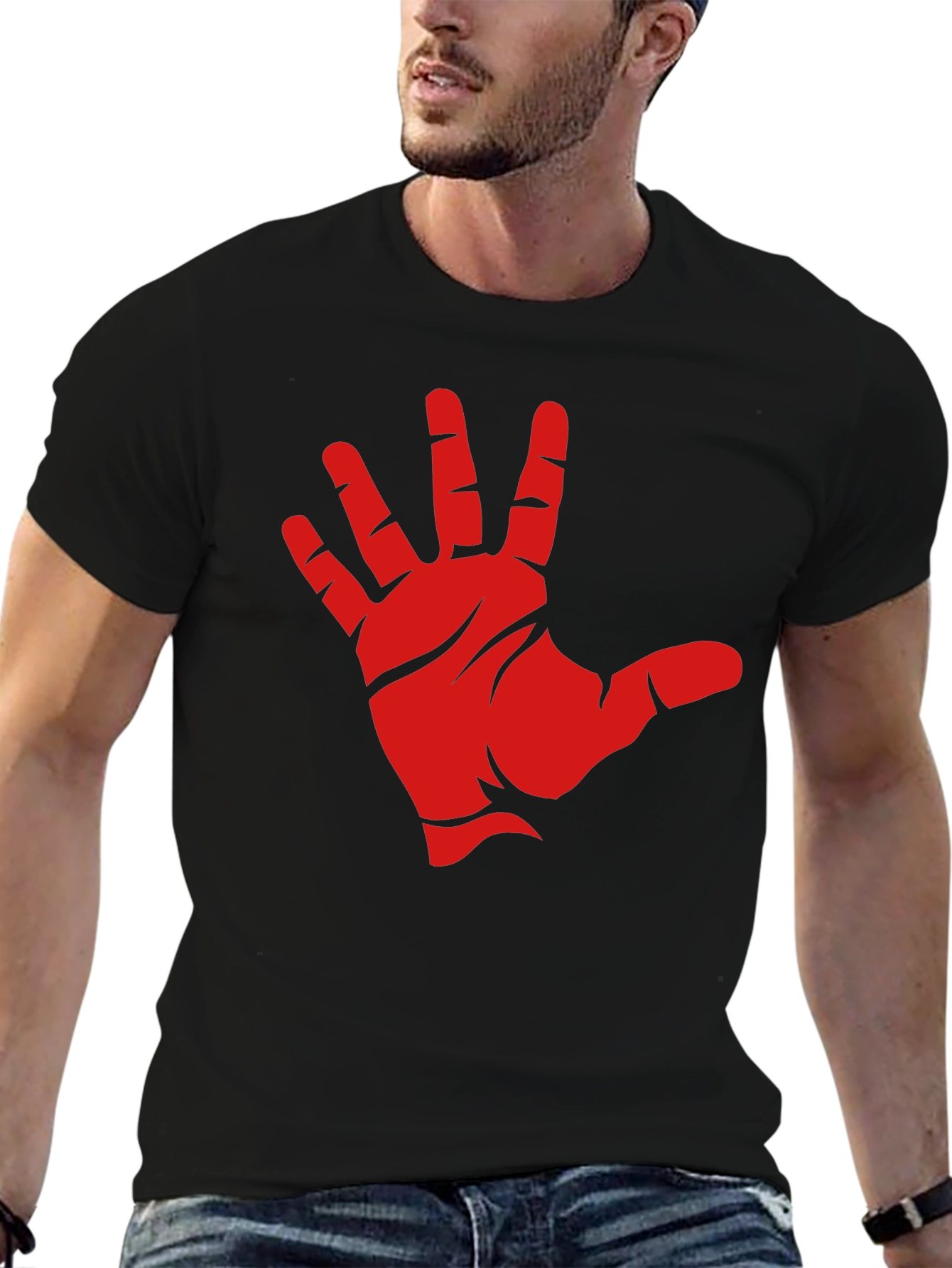Red Hand Graphic Black T-Shirt