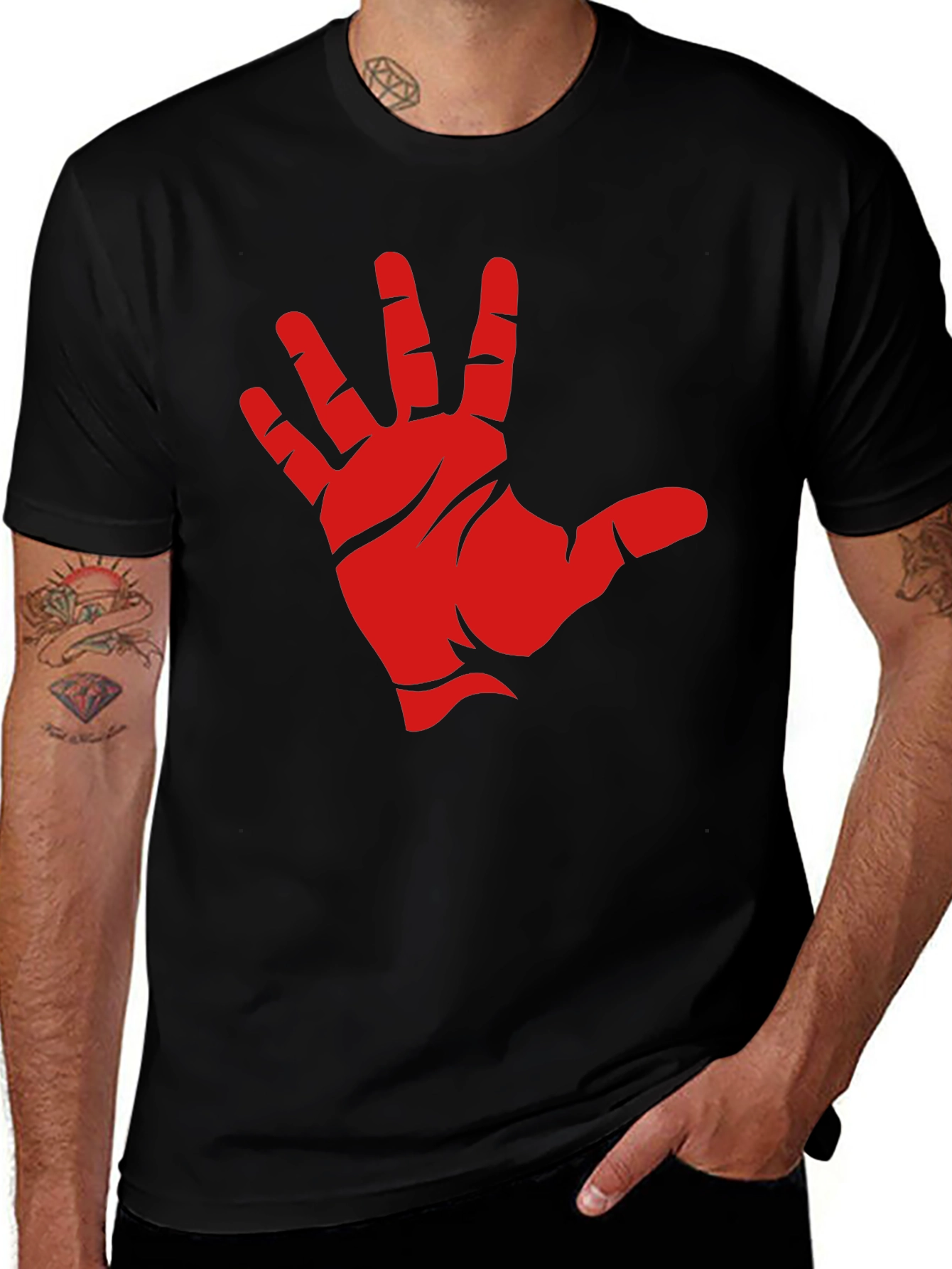 Red Hand Graphic Black T-Shirt