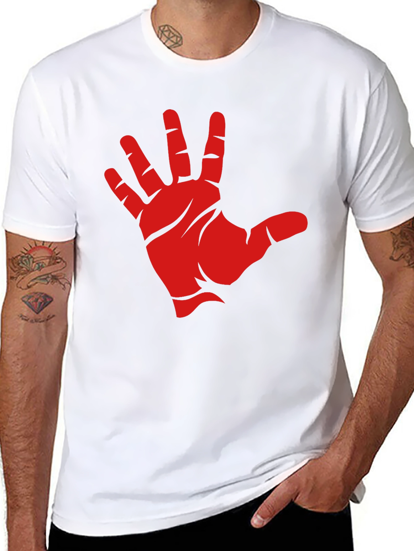 Red Hand Graphic Black T-Shirt