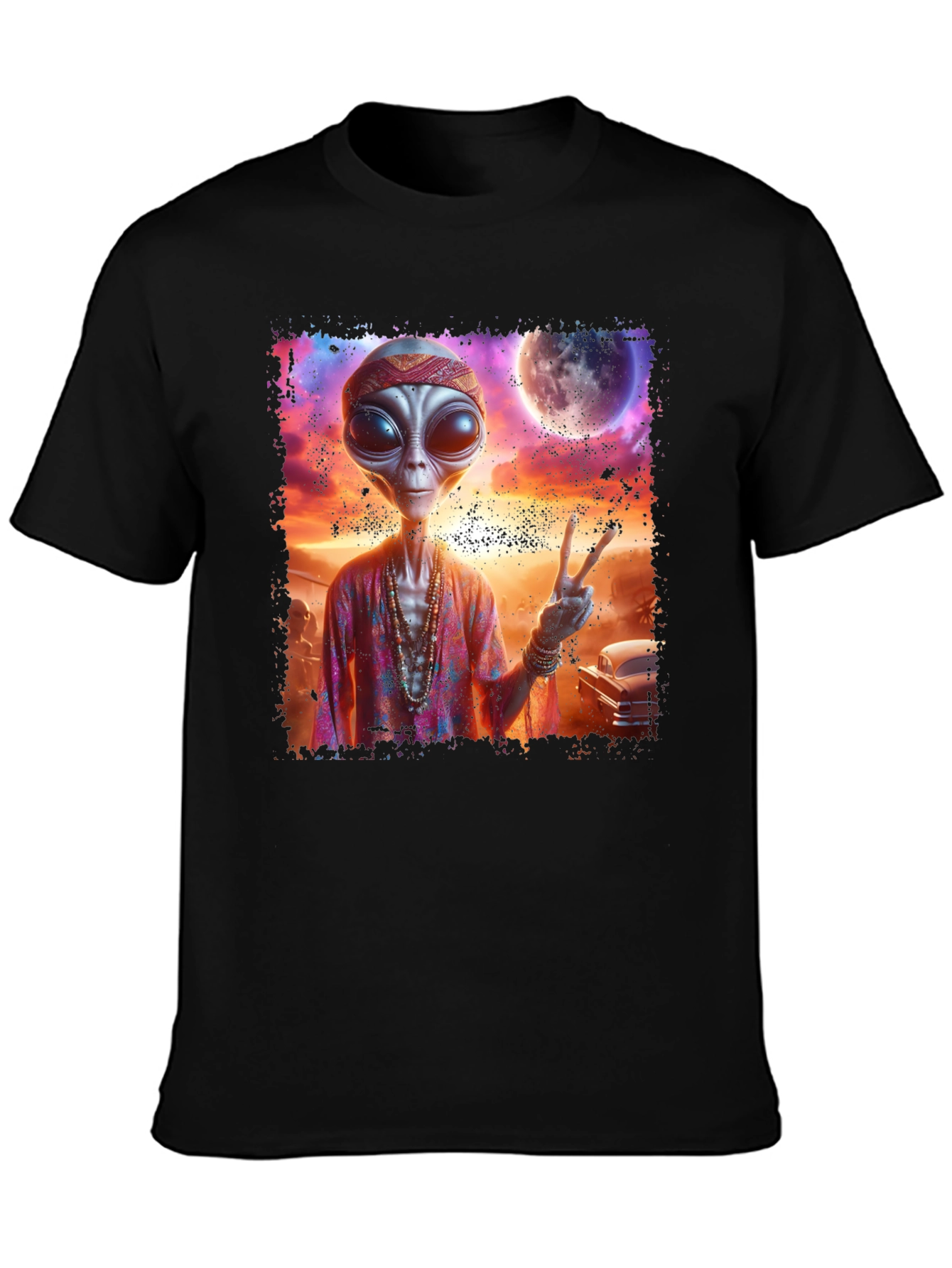 Hippie Alien Graphic T-Shirt