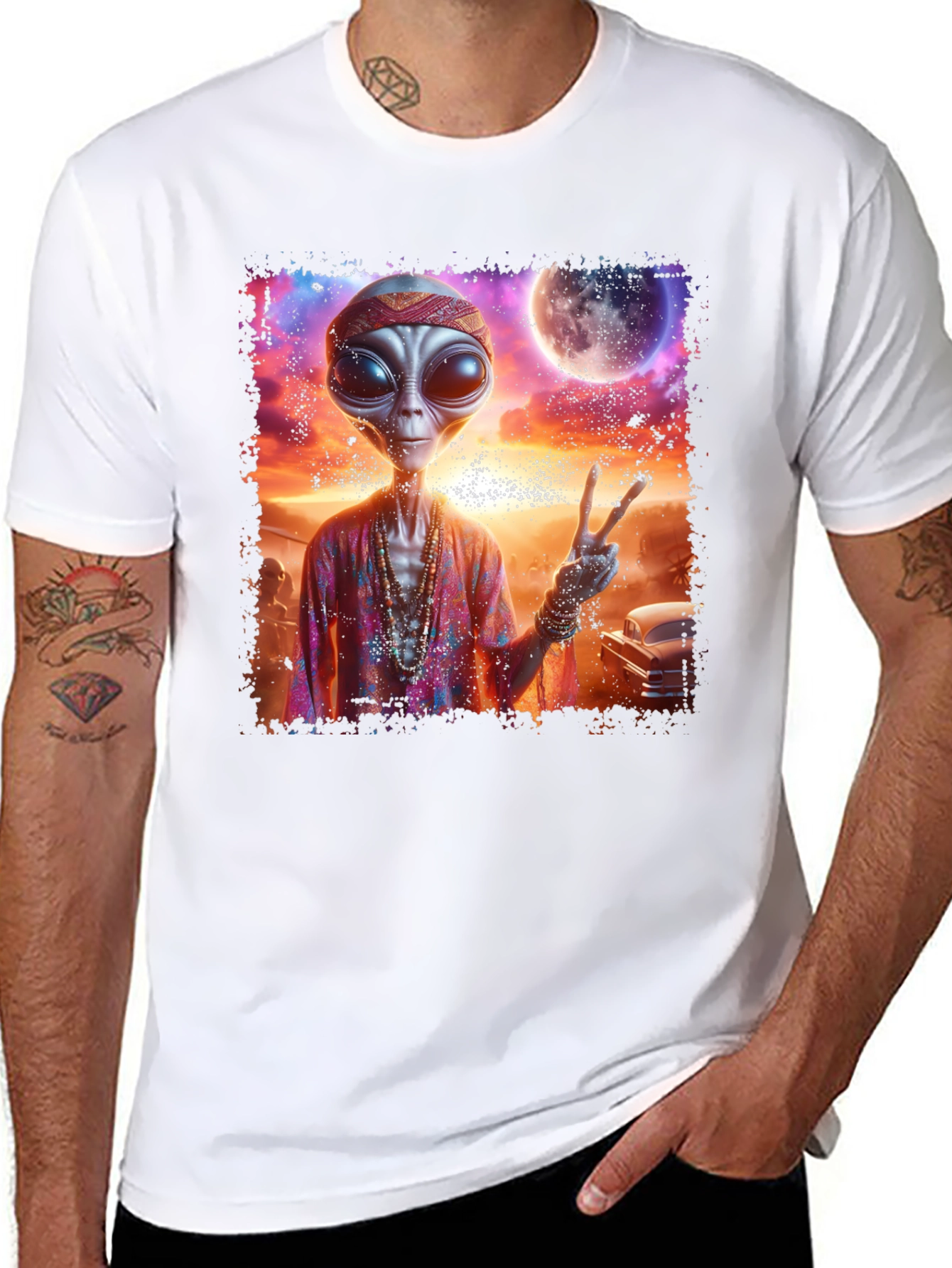 Hippie Alien Graphic T-Shirt