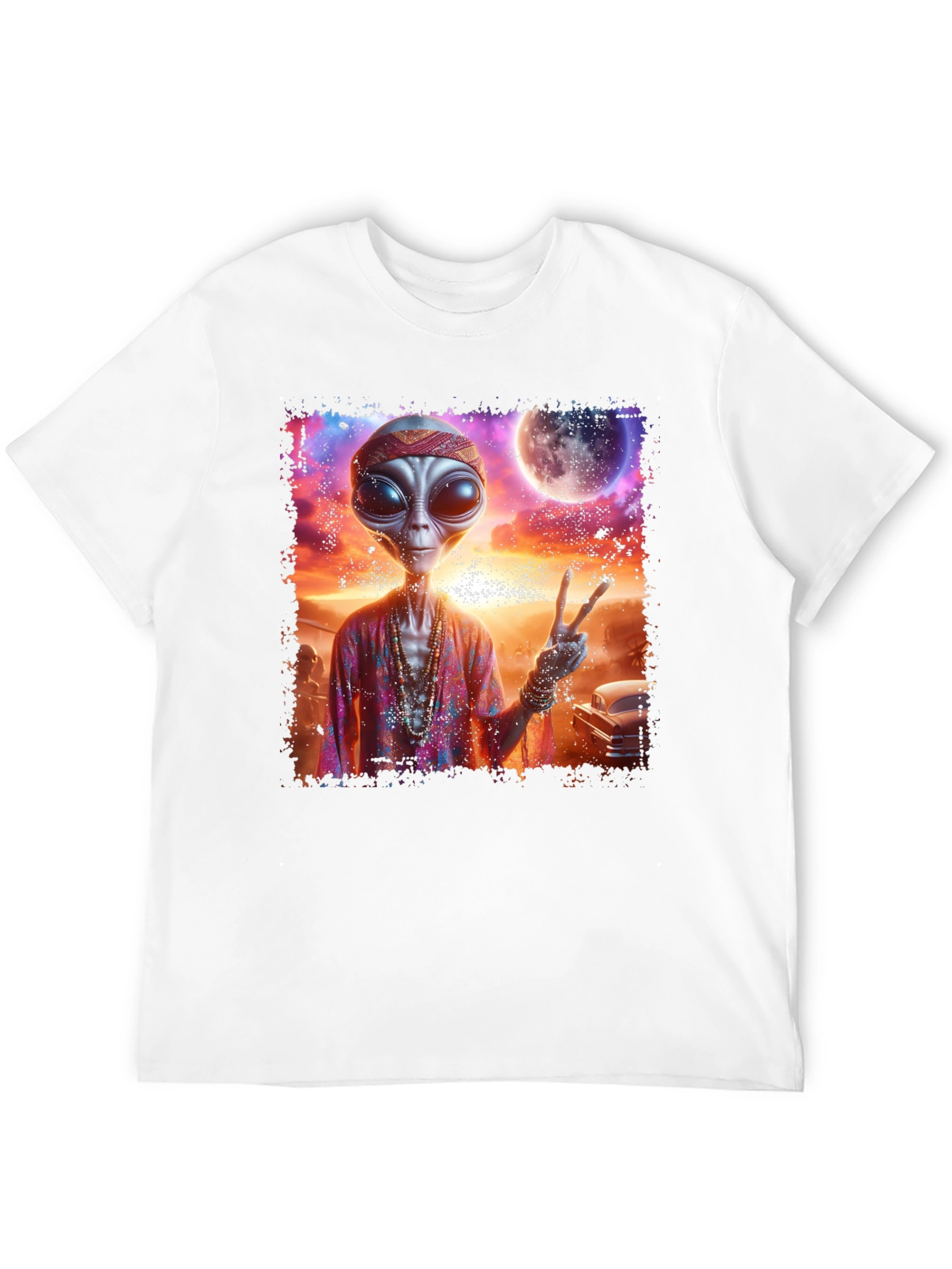 Hippie Alien Graphic T-Shirt