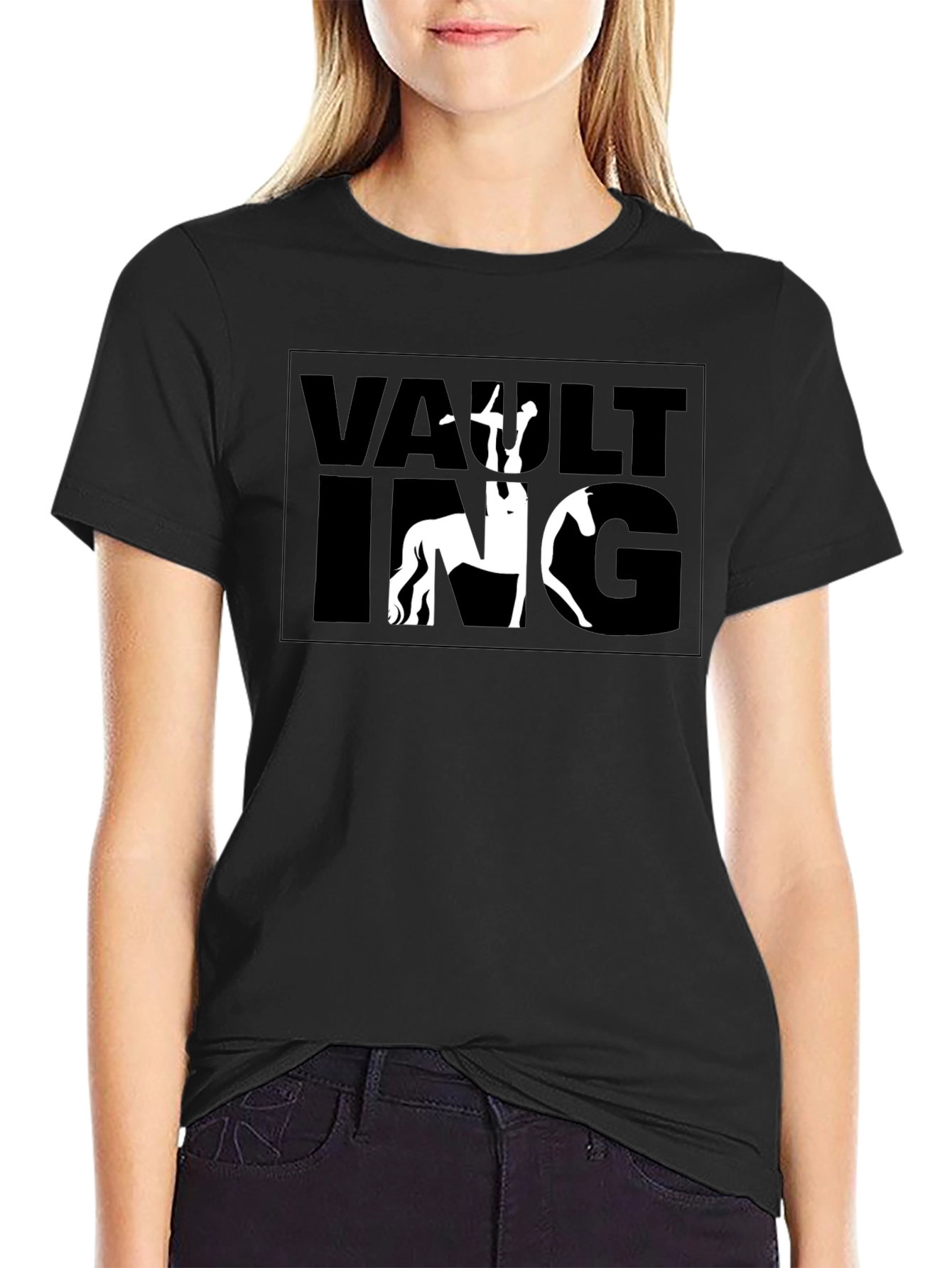 Vaulting Horse Rider T-Shirt - Black Graphic Tee