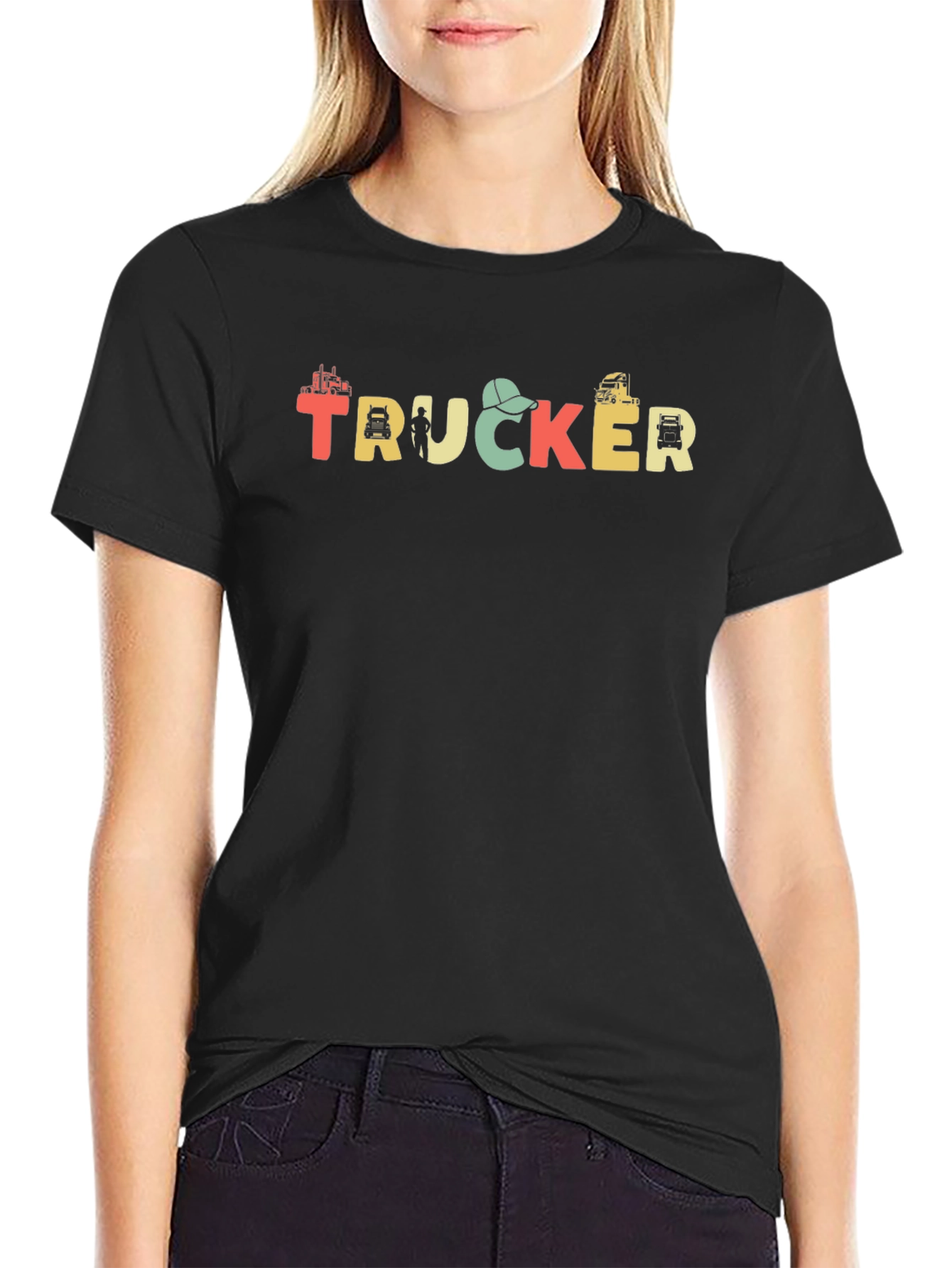 Trucker Graphic T-Shirt - Black