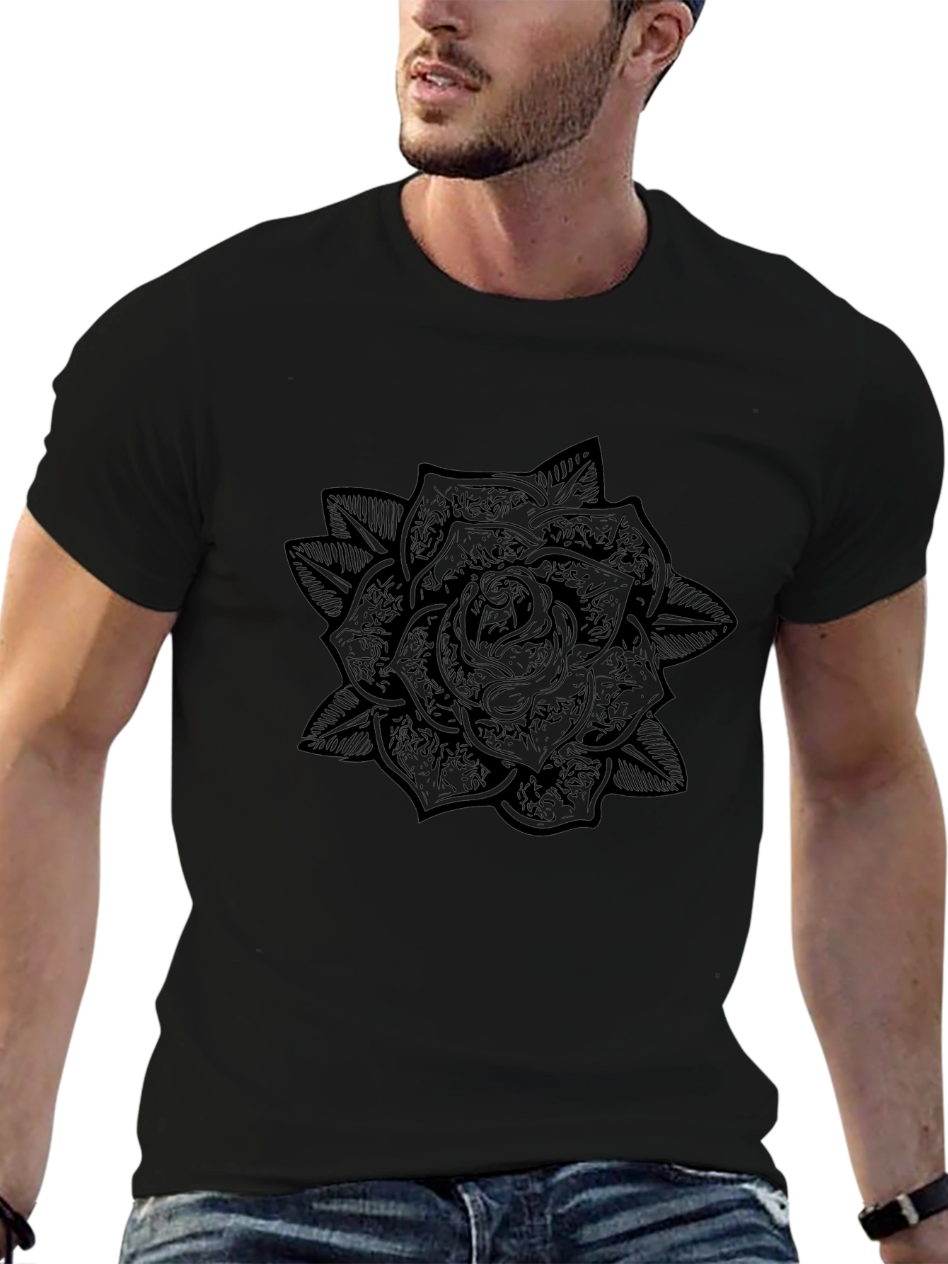 Black Rose Graphic T-Shirt for Men