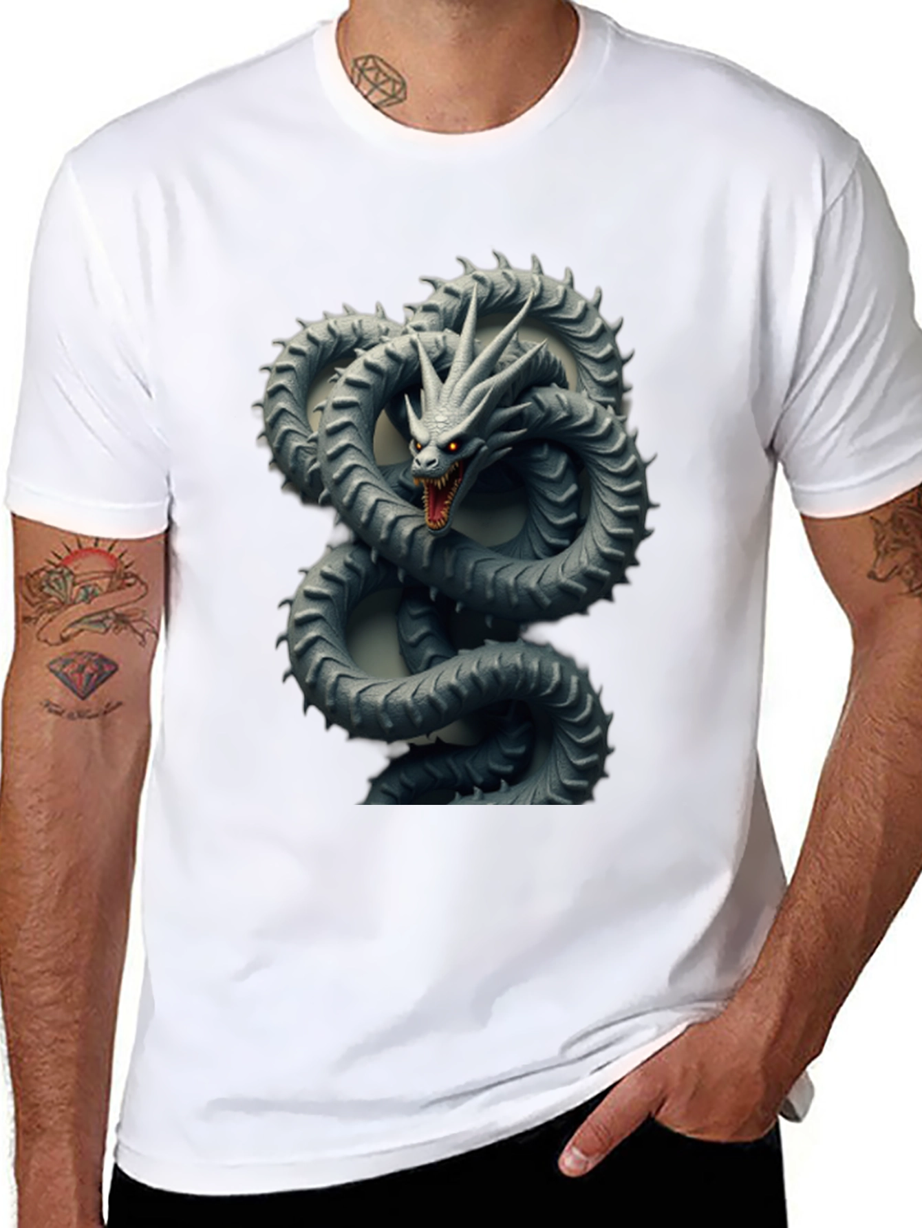 Dragon Serpent Graphic Tee - Mens Black T-Shirt